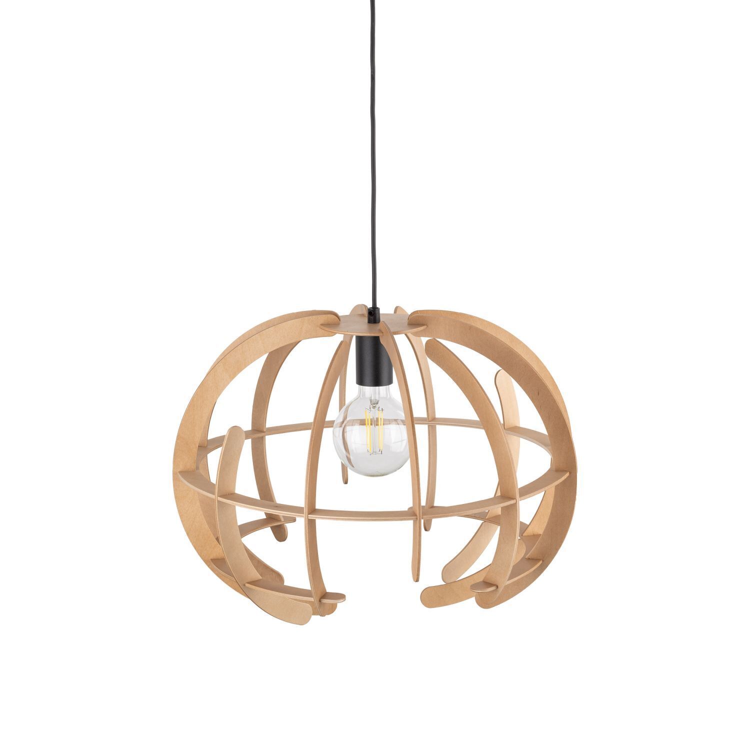 Hängeleuchte Holz Ø 46 cm H: max. 160 cm verstellbar E27 Leuchter, Lampe, Leuchte
