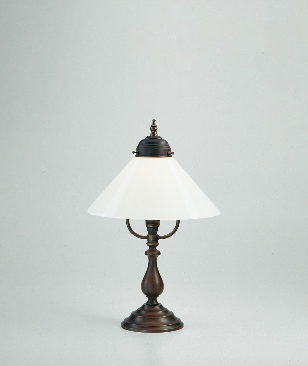 Lampe de table laiton véritable antique verre E27 39 cm faible éblouissement