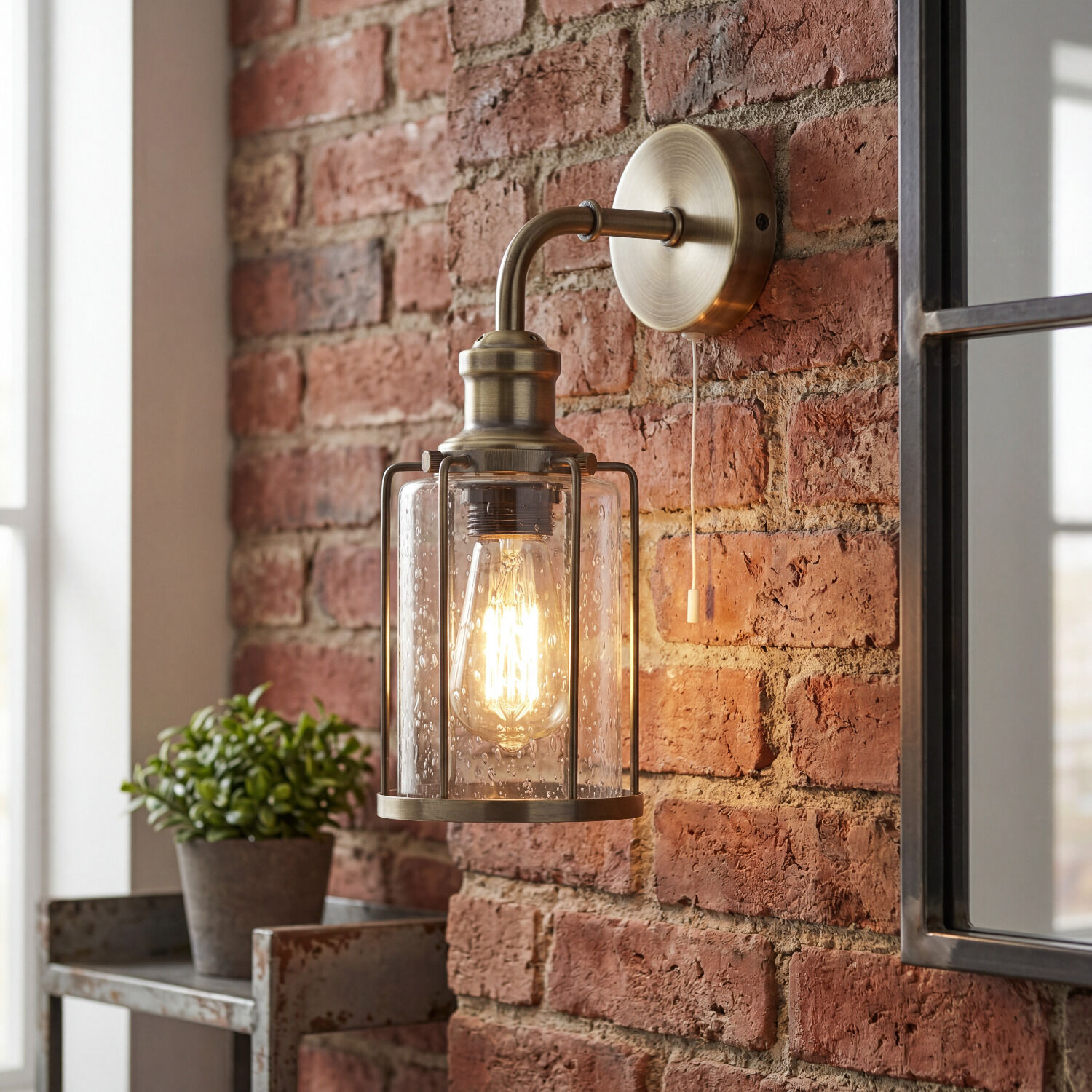 Wandlampe, Metall, Glaslampe, Industrie-Stil, Küchenmemoration