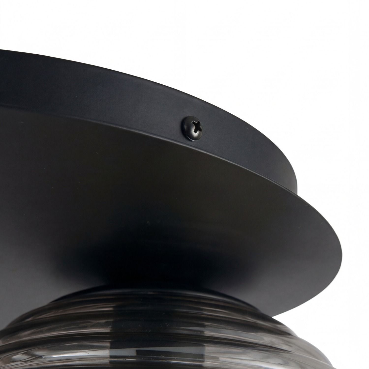 Deckenlampe Rauchglas Metall Schwarz E27 45 cm blendarm Metall, Schwarz, Befestigung, Deckenmontage, Schraube