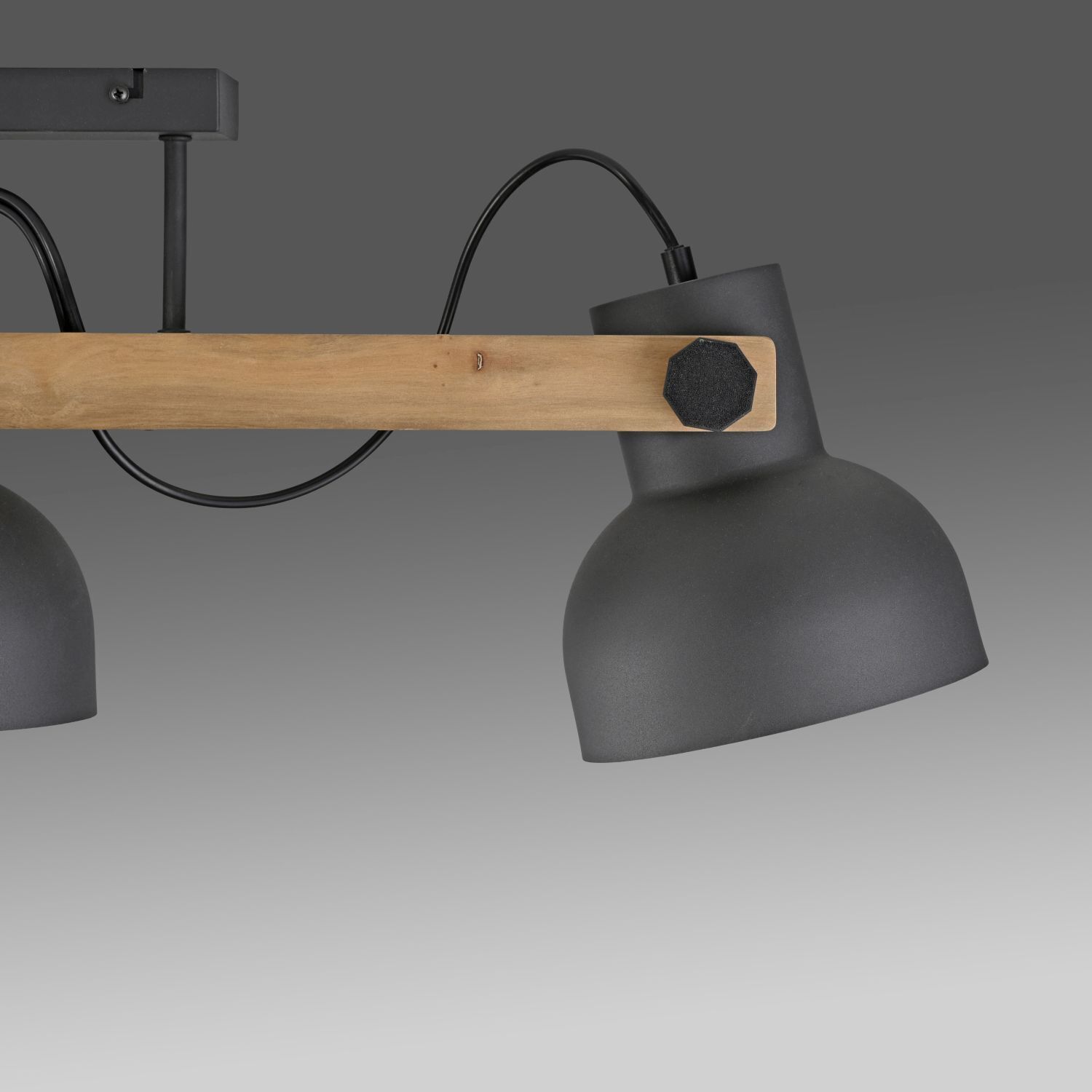 Plafonnier bois métal E27 96 cm 3-flamme flexible