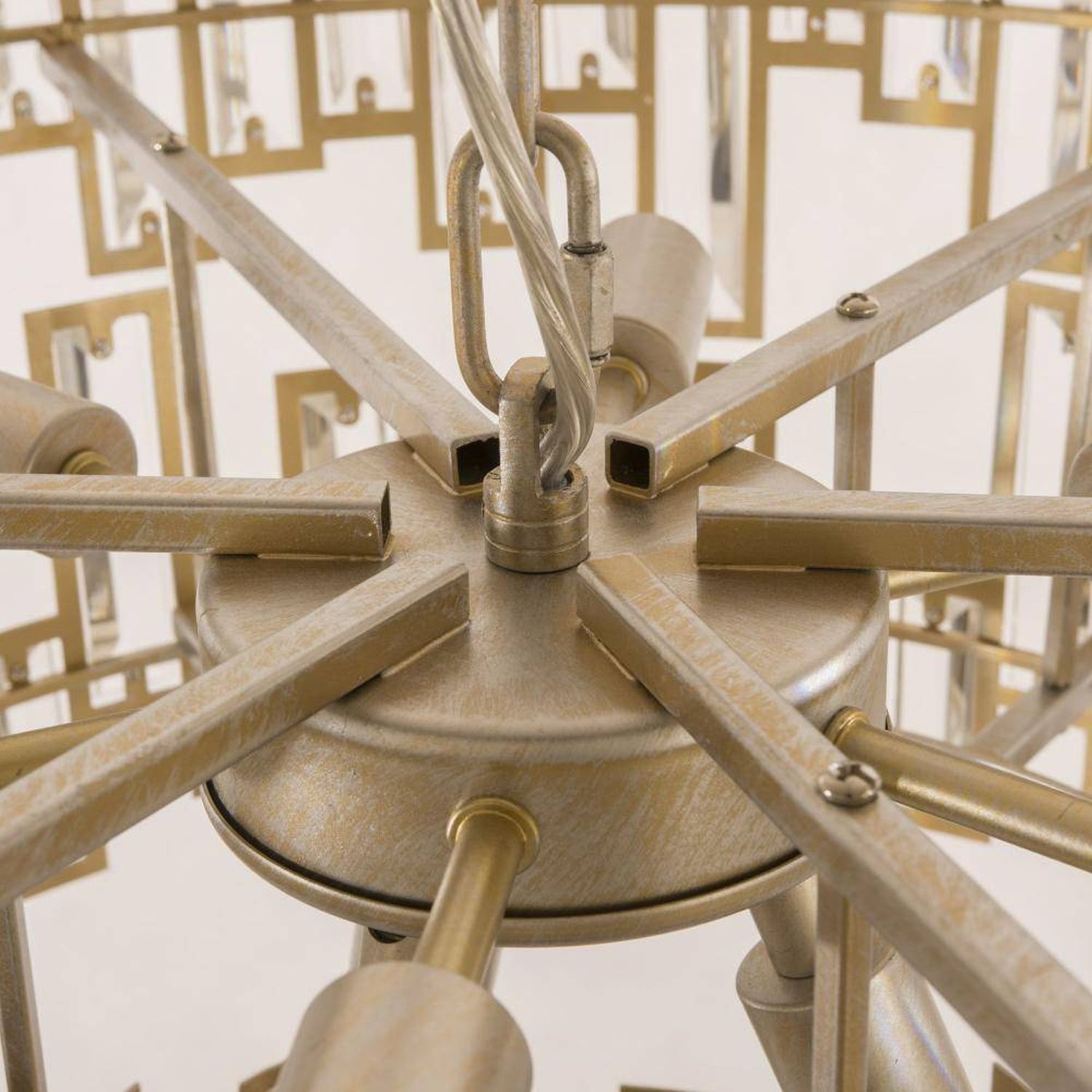 Chandelier, Metallisch, Goldfarbene, Anhängerkette?, Geometrische Arme
