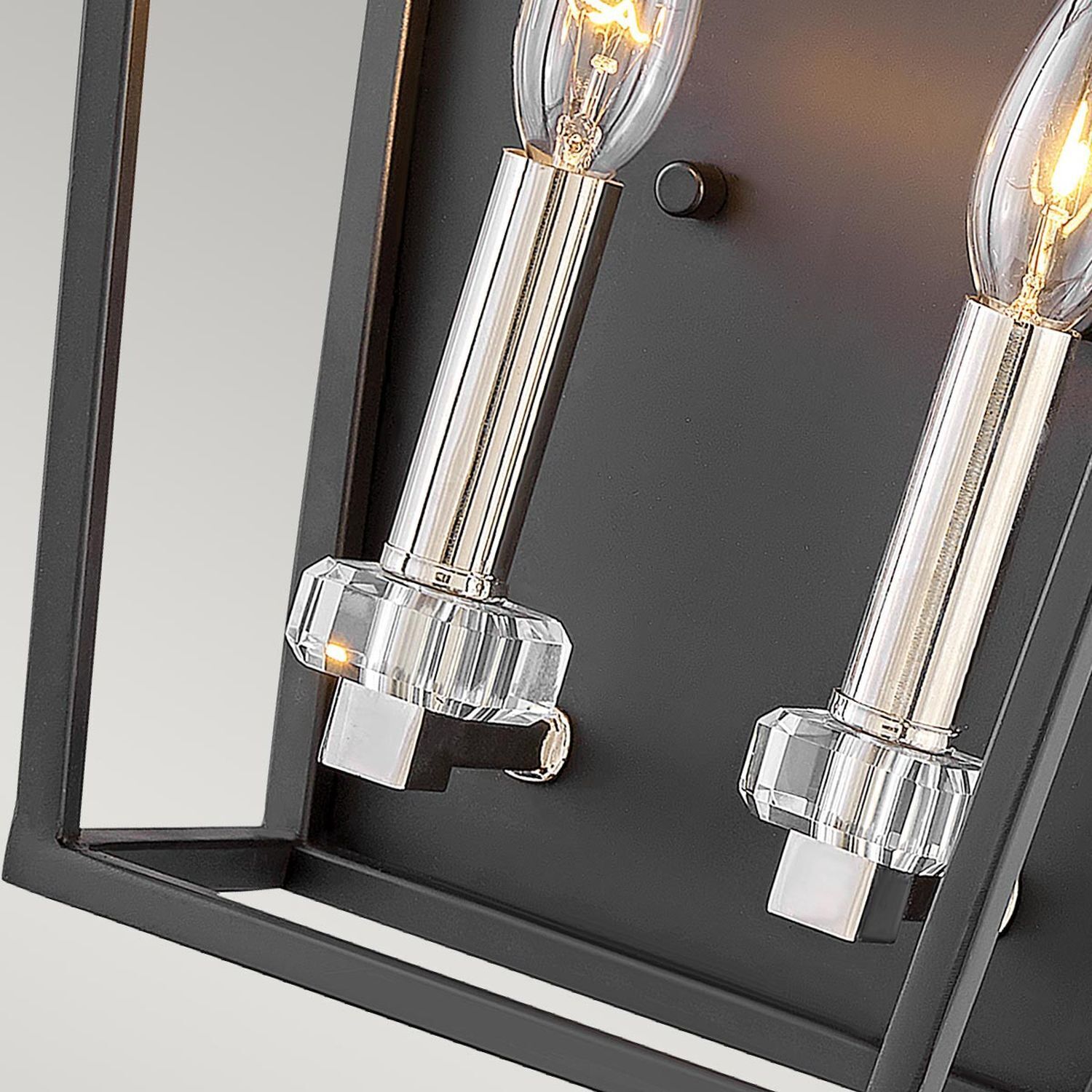 Wandlampe, Wandleuchte, Kristall, Metall, Schwarz