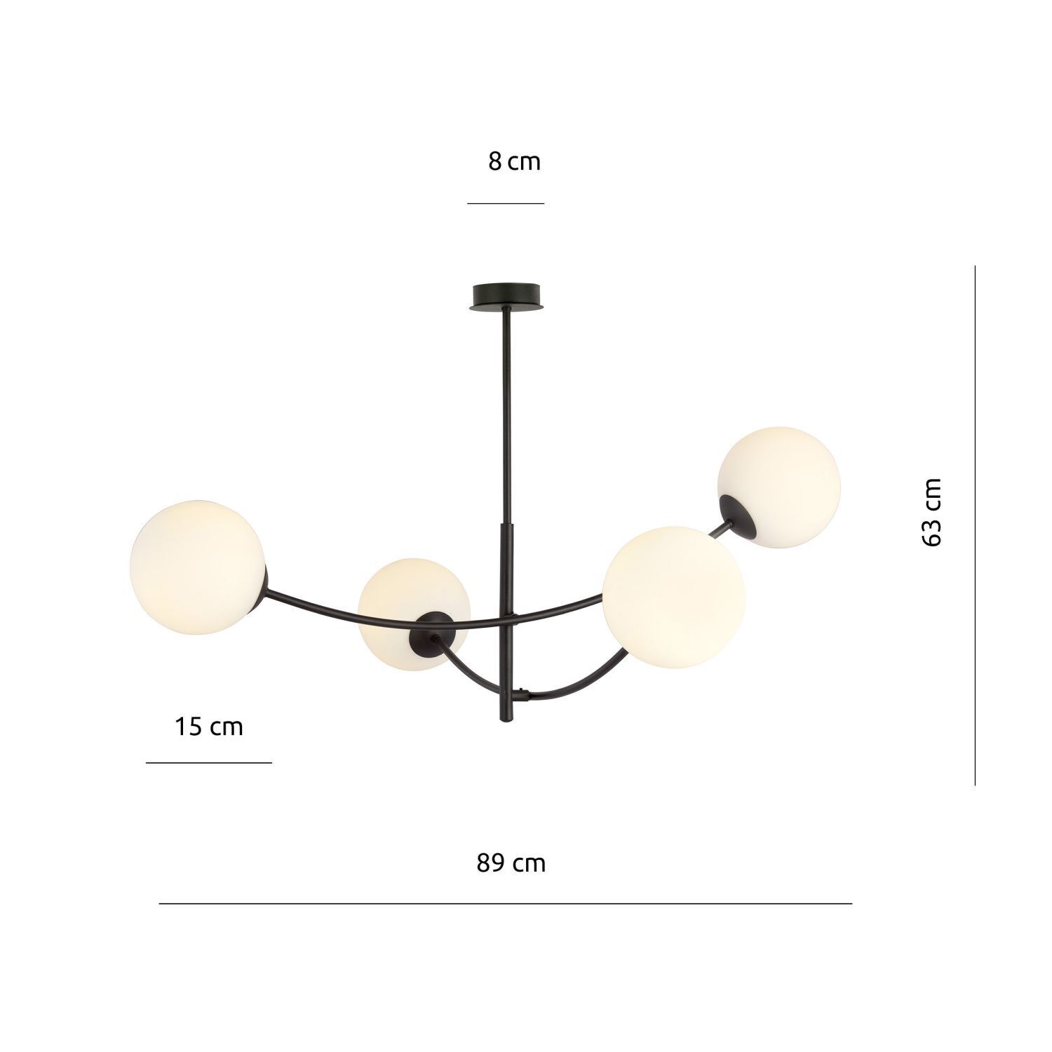 Plafonnier noir blanc L : 89 cm orientable E14 4-flamme