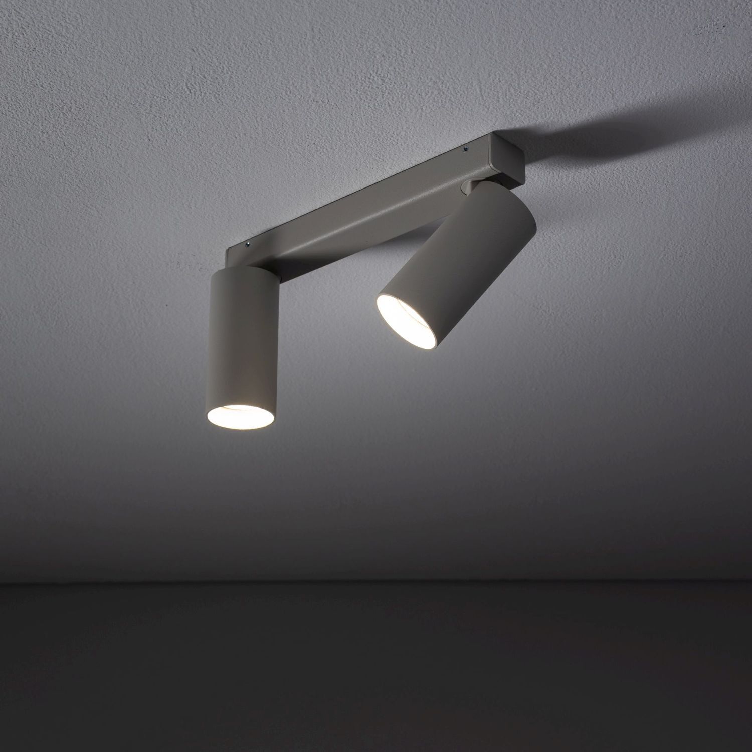 Deckenspot 2-flammig flexibel Aluminium Seidengrau GU10 deckenleuchte, spotlights, auge, metall, grau