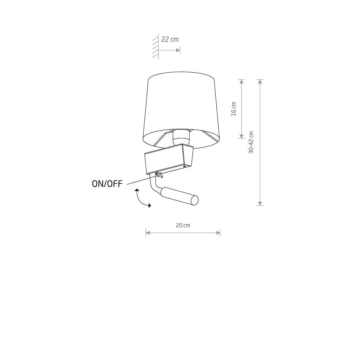 Wohnliche Wandleuchte mit Schalter Lesearm Stoffschirm Wandlampe, Wandlampe mit Schalter, Schreibtischlampe, Standleuchte, Lampenschirm, Metallarm, weiß, 2 Farben?