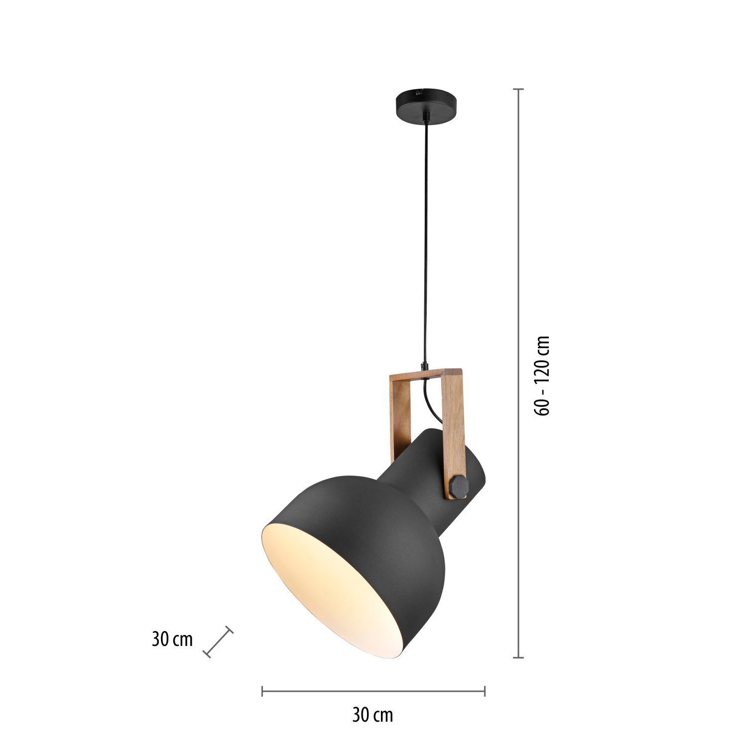Suspension mobile Noir Bois Métal E27 L:30 cm Beleuchtung, Lampe, Leuchte