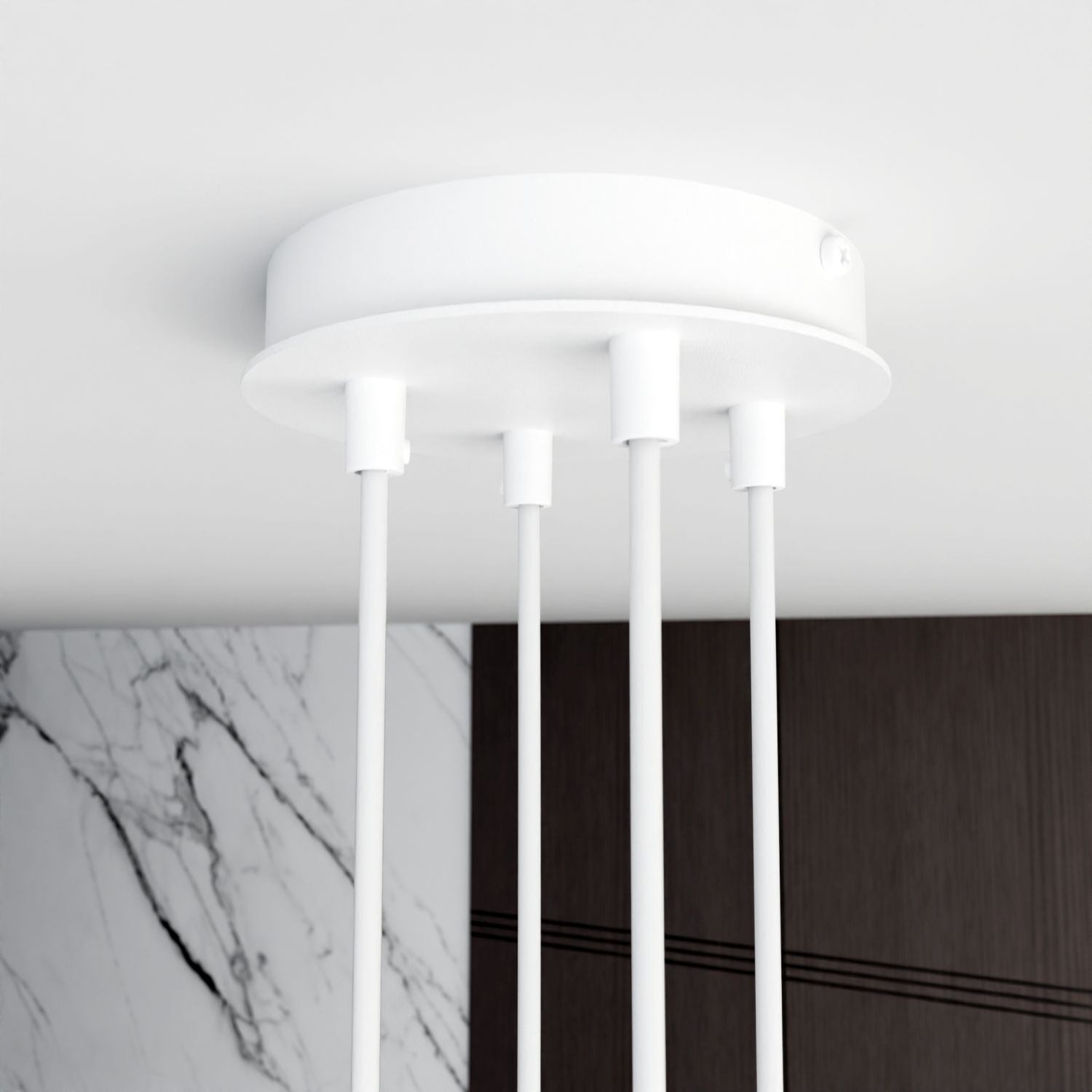 Suspension Blanc L : 70 cm Métal ajustable GX53 4-flamme