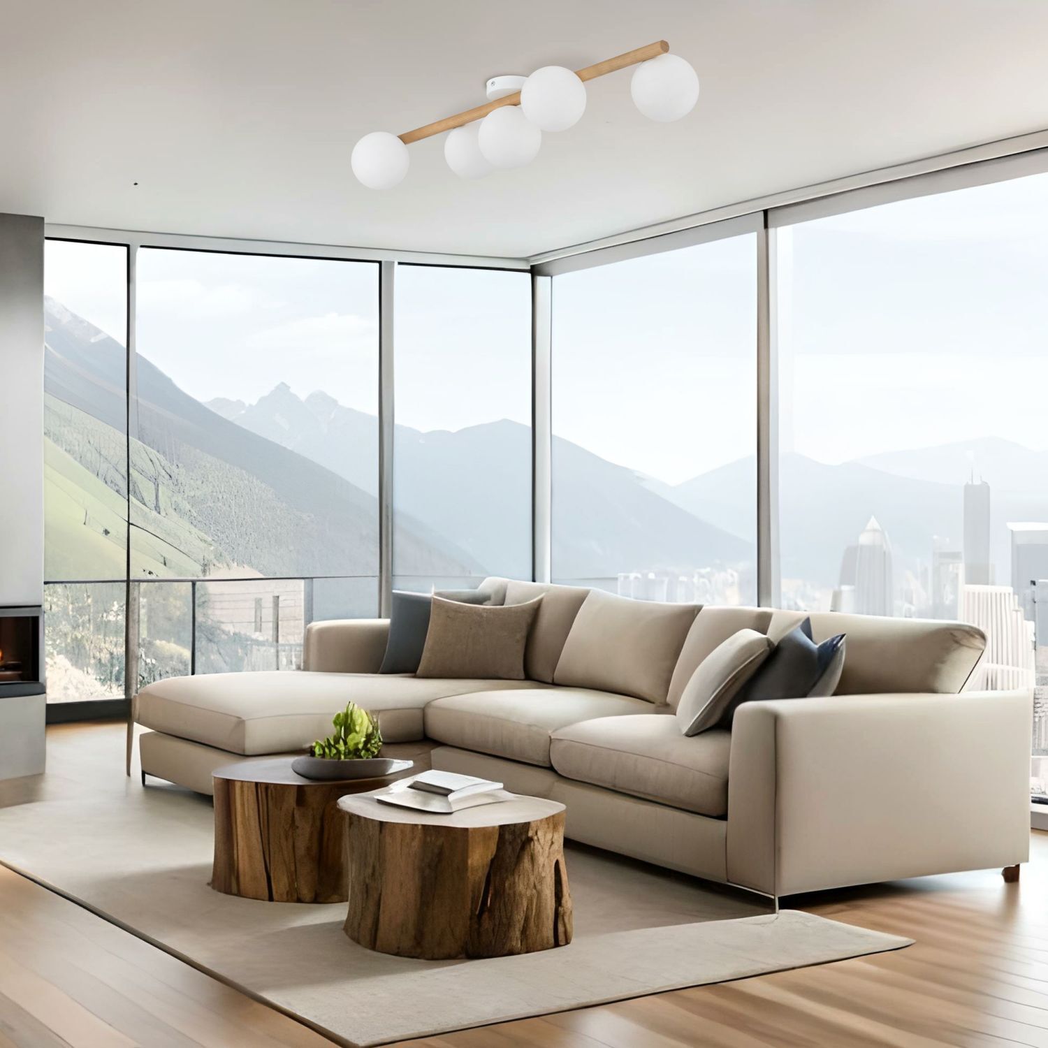 Plafonnier confortable G9 à 5 flammes en pin à faible éblouissement Kaffeetisch, Tabelle, Dekoration für Zuhause, Innenarchitektur, Wohnzimmer