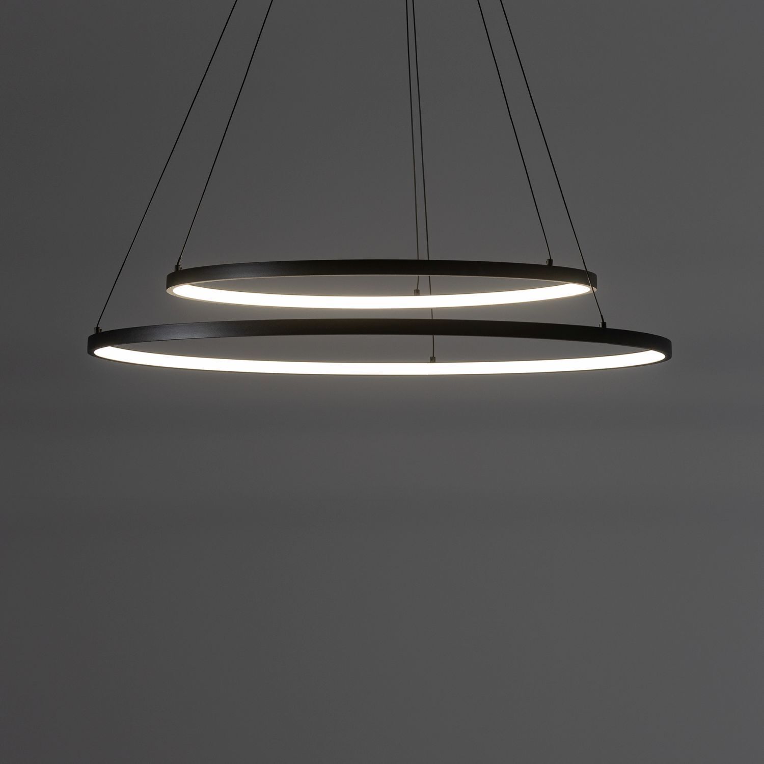 Suspension LED ronde 2 anneaux Ø 60 cm + Ø 45 cm Noir 3000 K