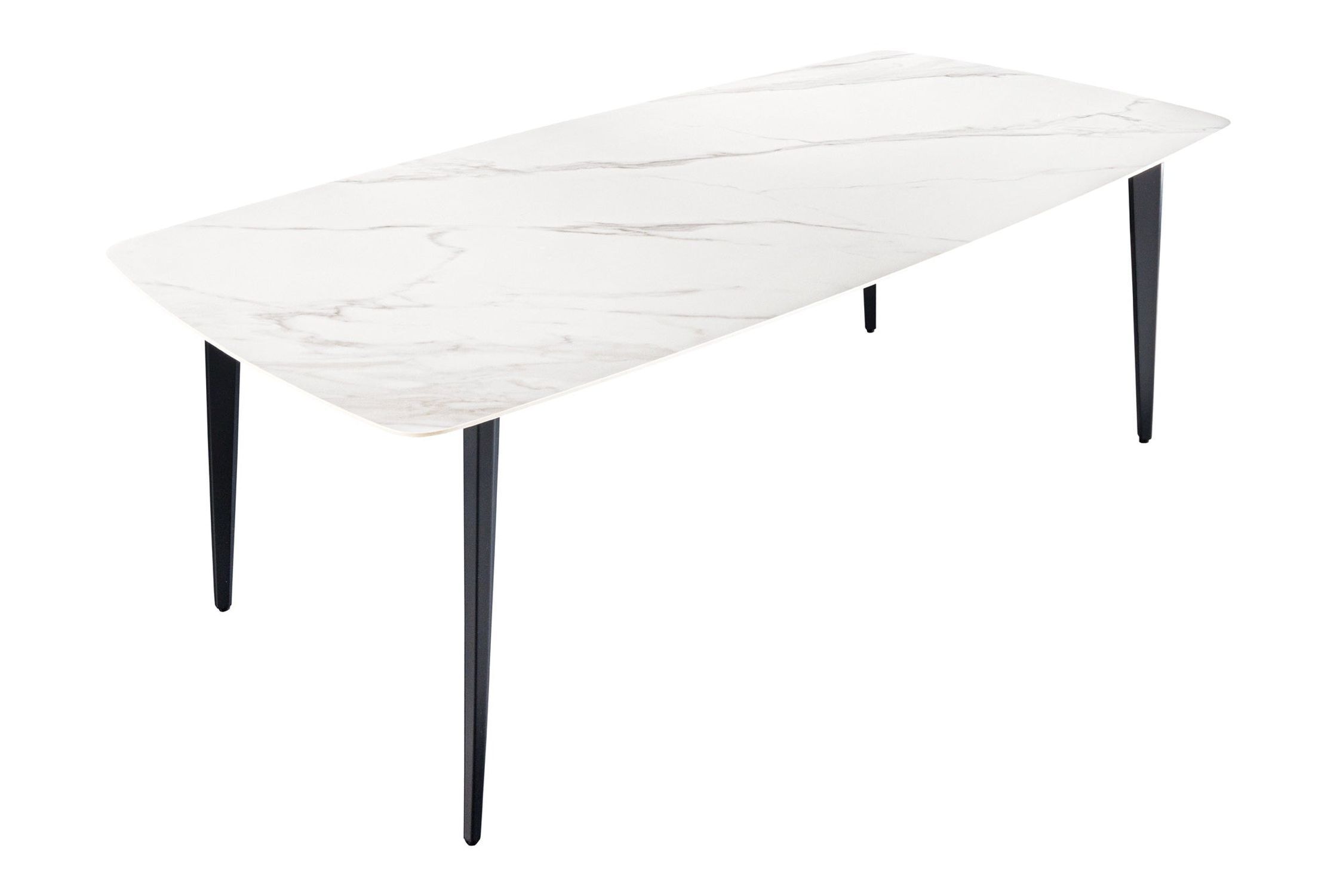 Esstisch Keramik Metall in Weiß Marmor Schwarz 180x90 cm Kaffeetisch, Mobiliar, Tabelle, Esstisch, Tischplatte