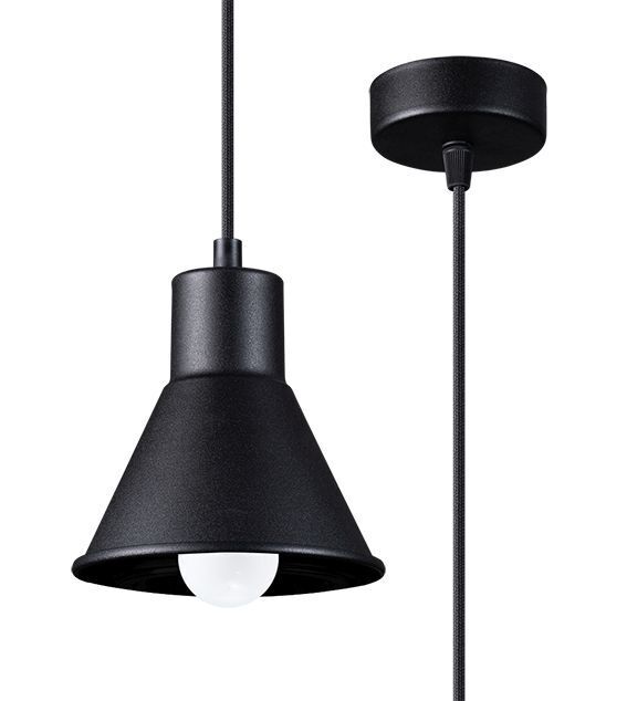 Lampe à suspendre noire en métal Ø 14 cm Retro E27