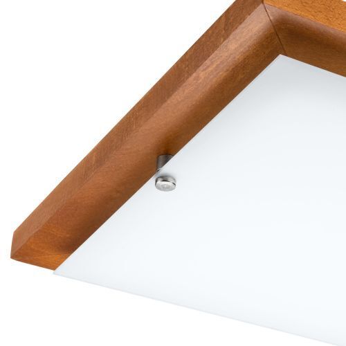 Plafonnier LED bois rustique carré salon