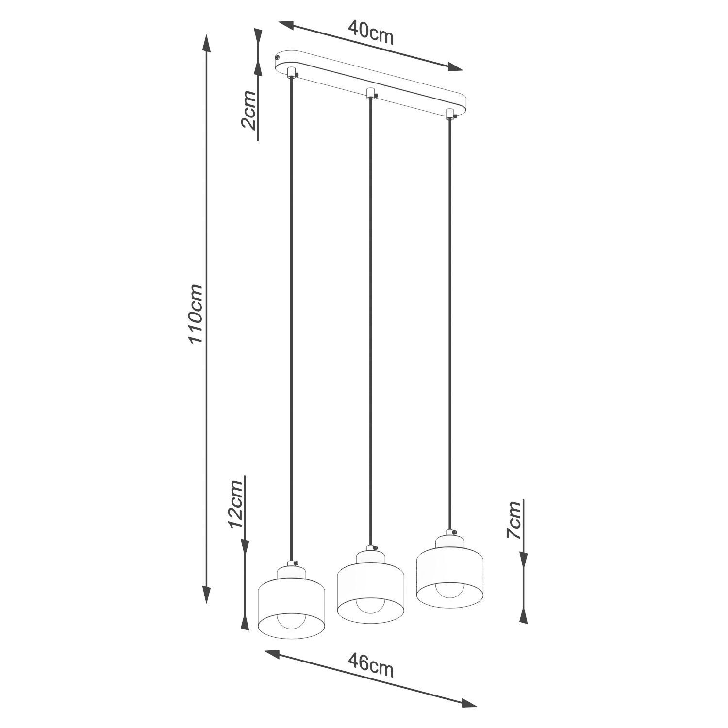 Suspension réglable noir métal 3 flammes E27