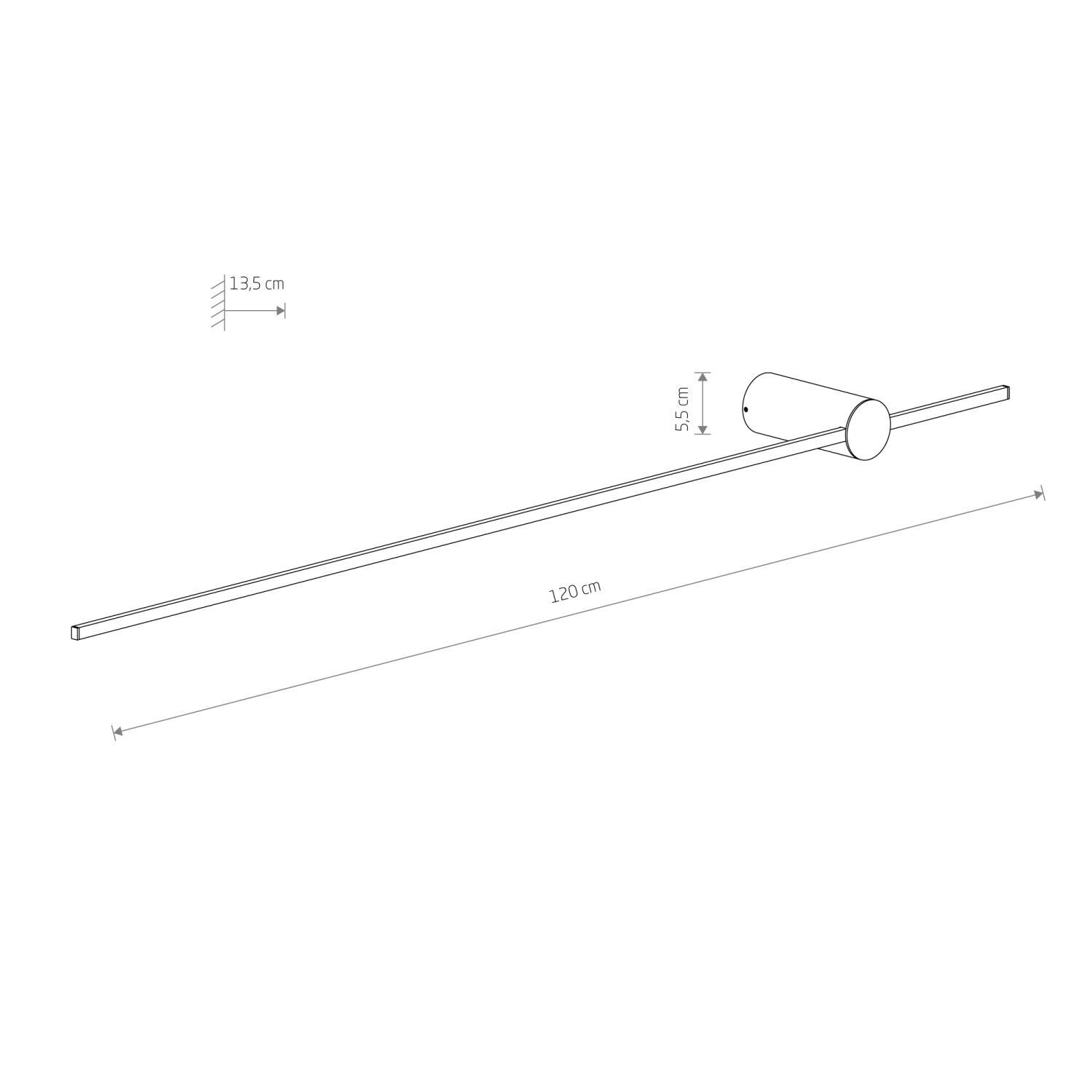 Applique LED noire H : 120 cm 3000 K 540 lm aluminium plat