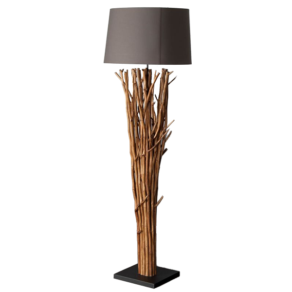 Lampes sur pied en bois flotté Lampenfuß, Holzstämme, Stehlampe, Holz, Schirm