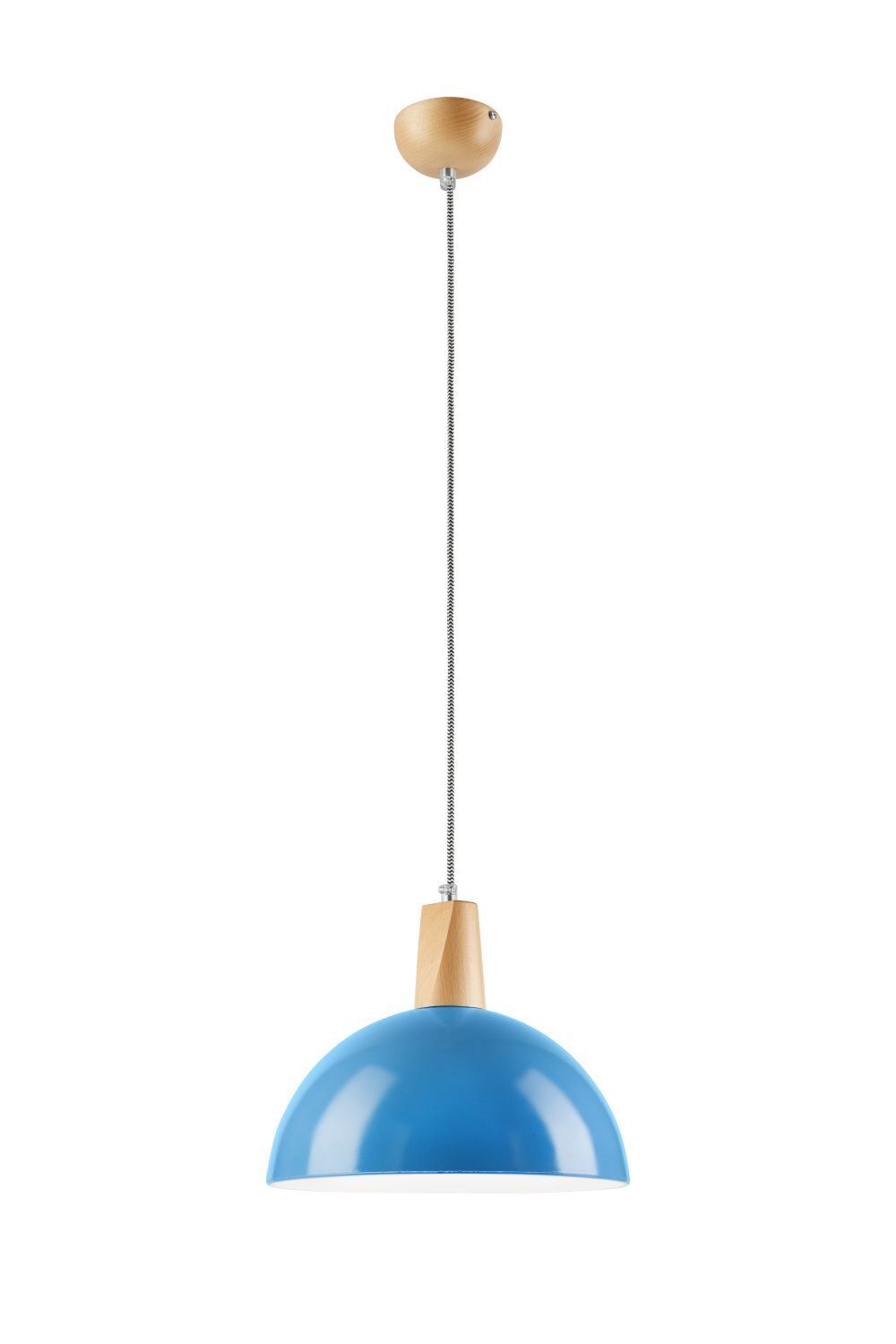 Lampe à suspendre CALAMIA bleu bois rond rétro salle à manger