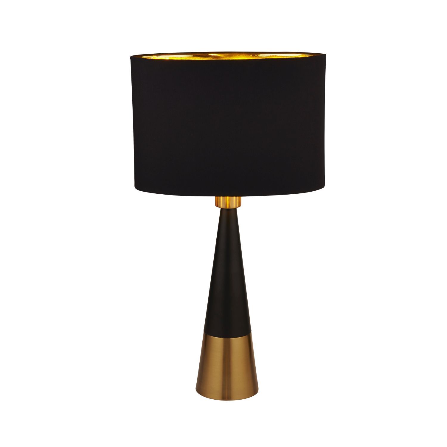 Lampe de table E27 58,5 cm de haut en noir or cuivre