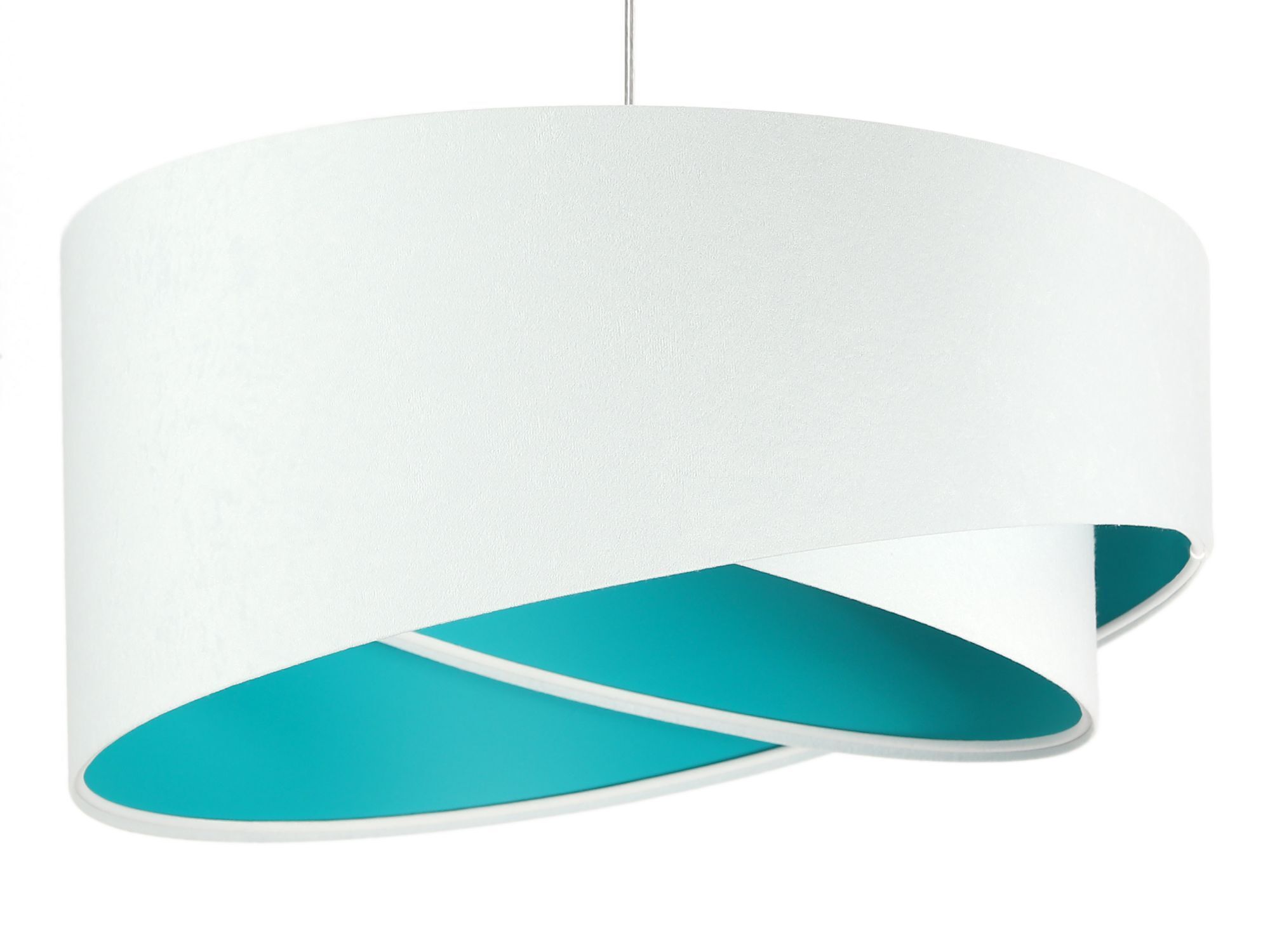 Lampe à suspendre Abat-jour Blanc Turquoise Tissu rond Ø50cm