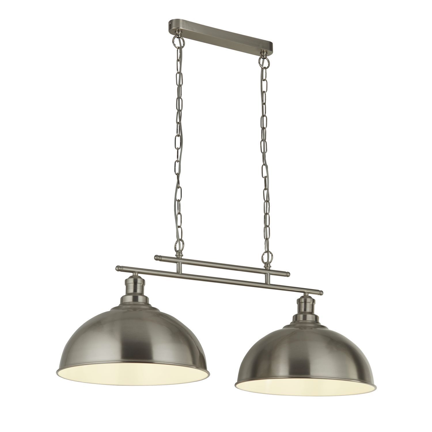 Suspension en métal L : 81,5 cm en argent 2 flammes E27