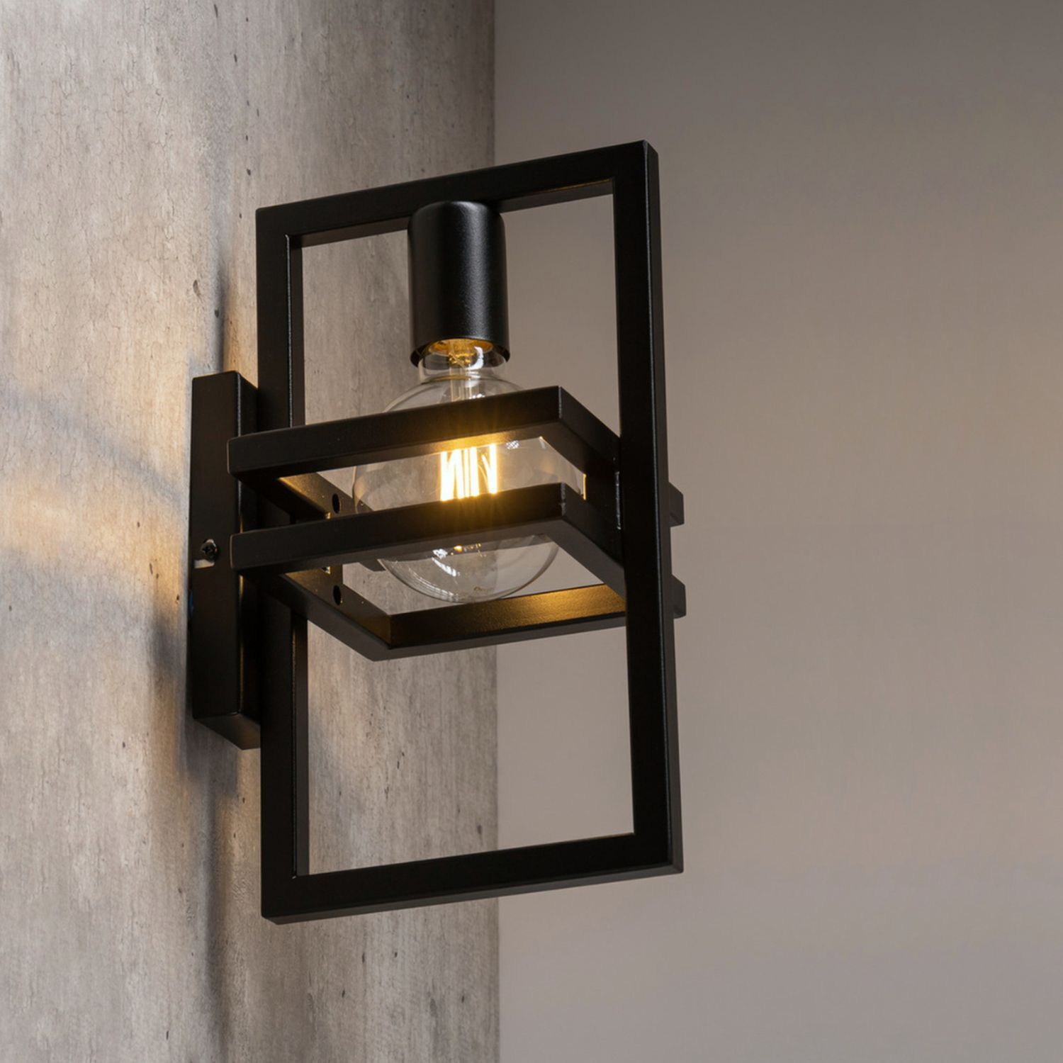 Petite lampe murale métal noir décoratif E27 H:31 cm
