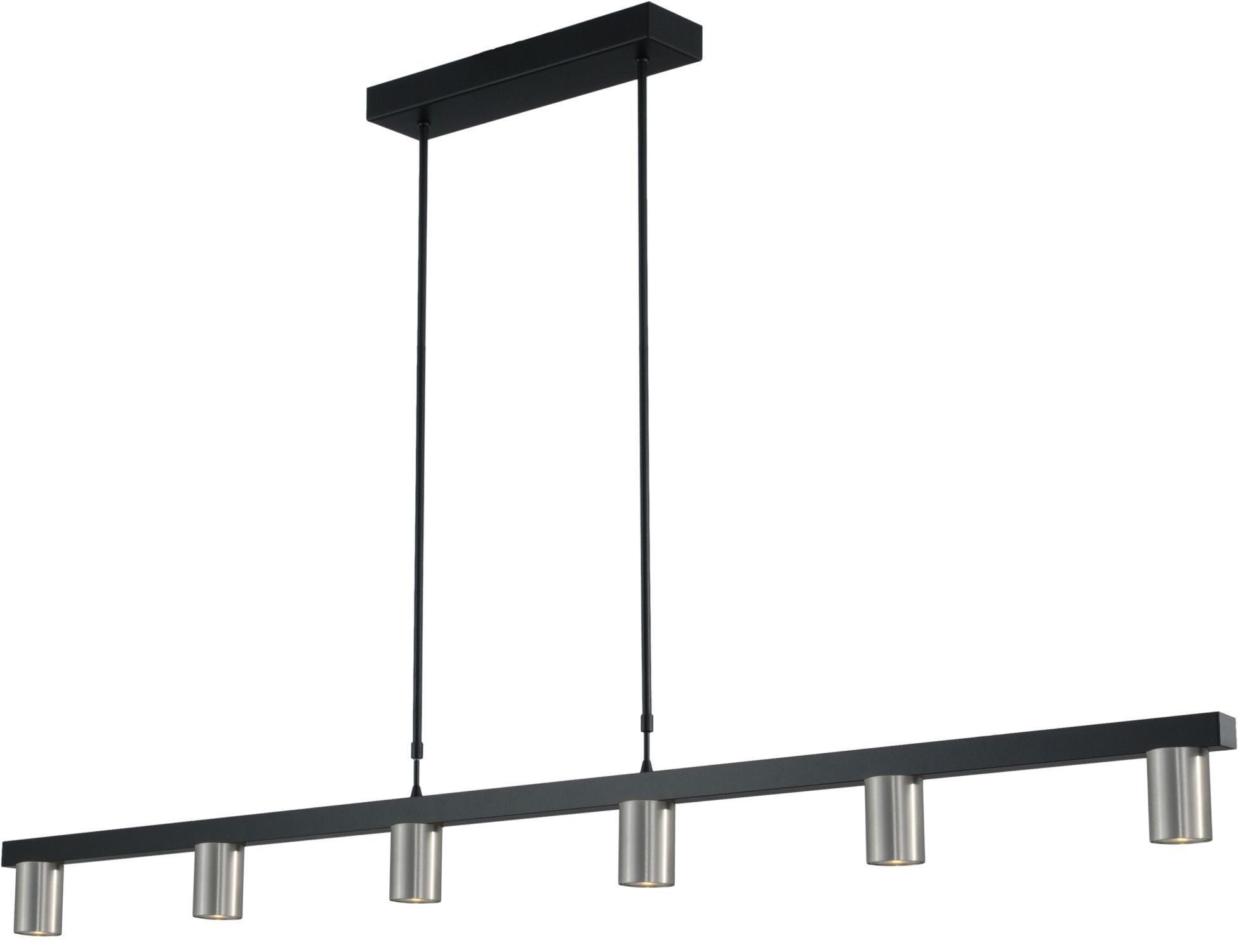 Suspension noir nickel 160 cm de large 6 flammes