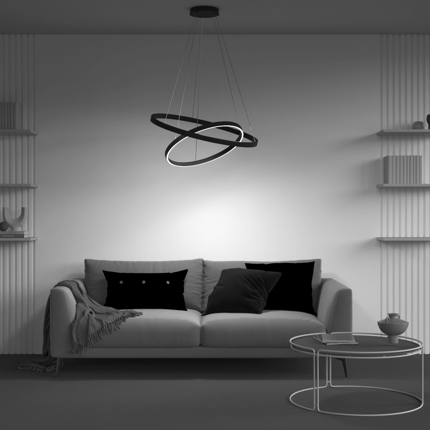 Lustre à LED aluminium lumière blanc neutre 4000 K Moebel, Wohnzimmer, Couch, Innenarchitektur, Kaffeetisch