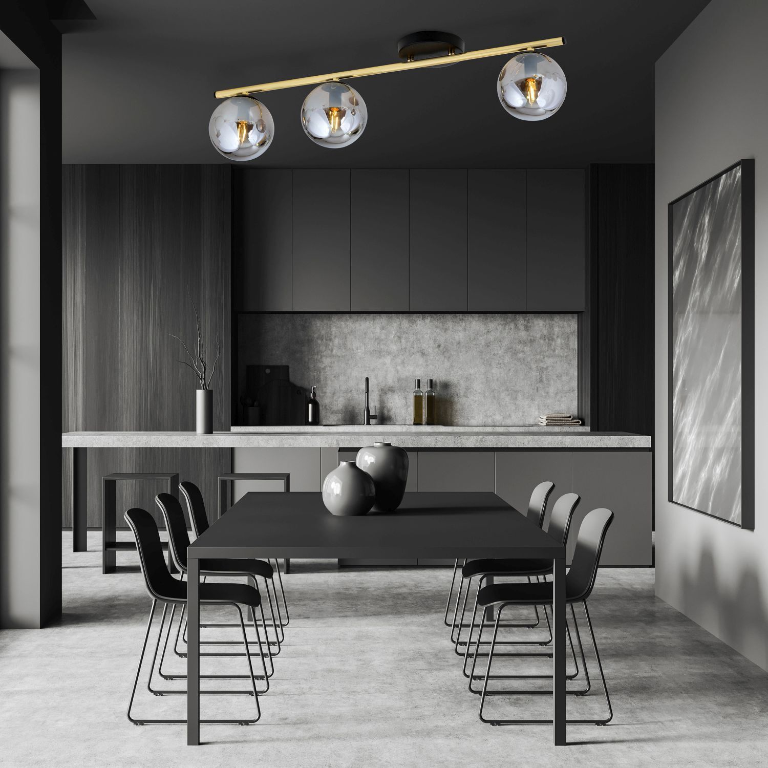 Plafonnier BEPPE noir graphite or E14 Plafonnier BEPPE noir graphite or E14