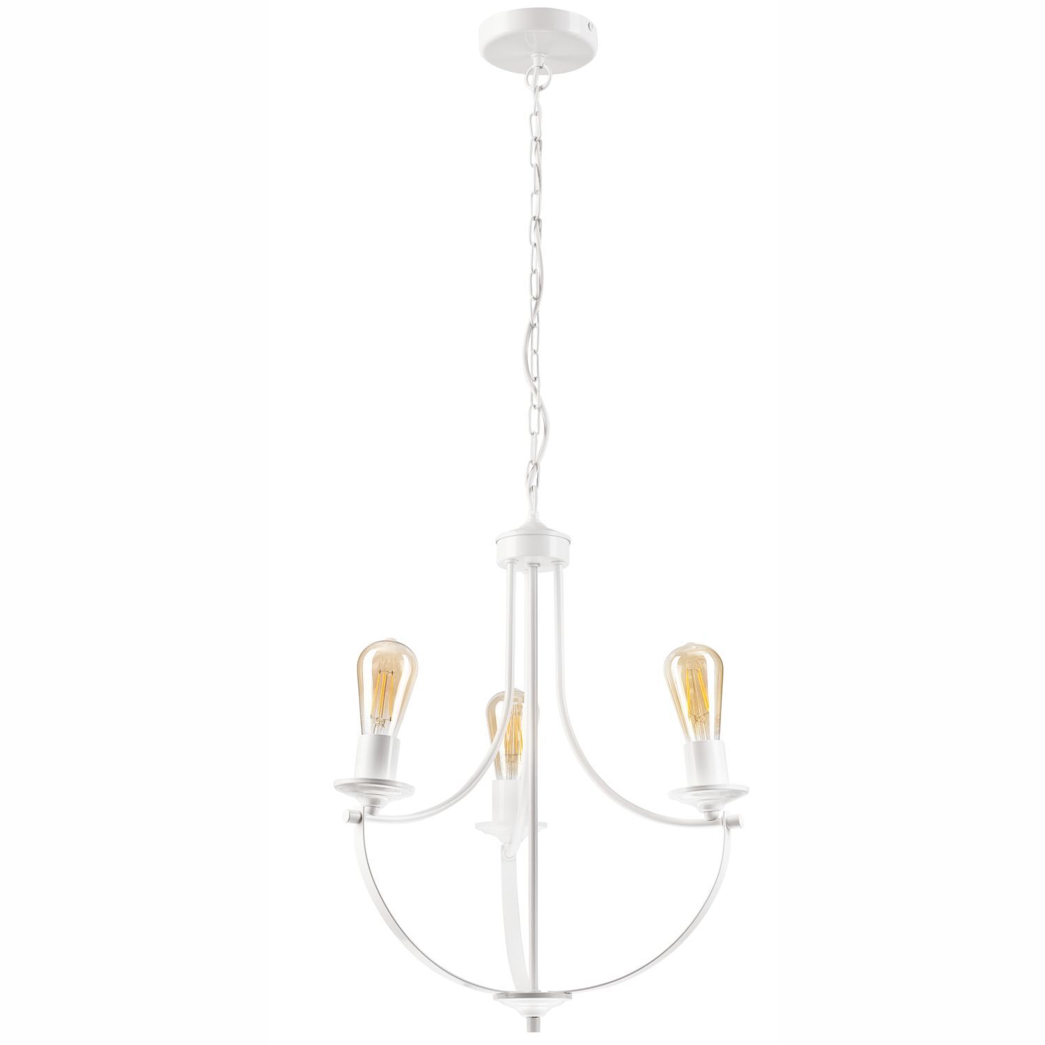 Lustre blanc 3 flammes E27 Ø 42 cm Métal Rustique
