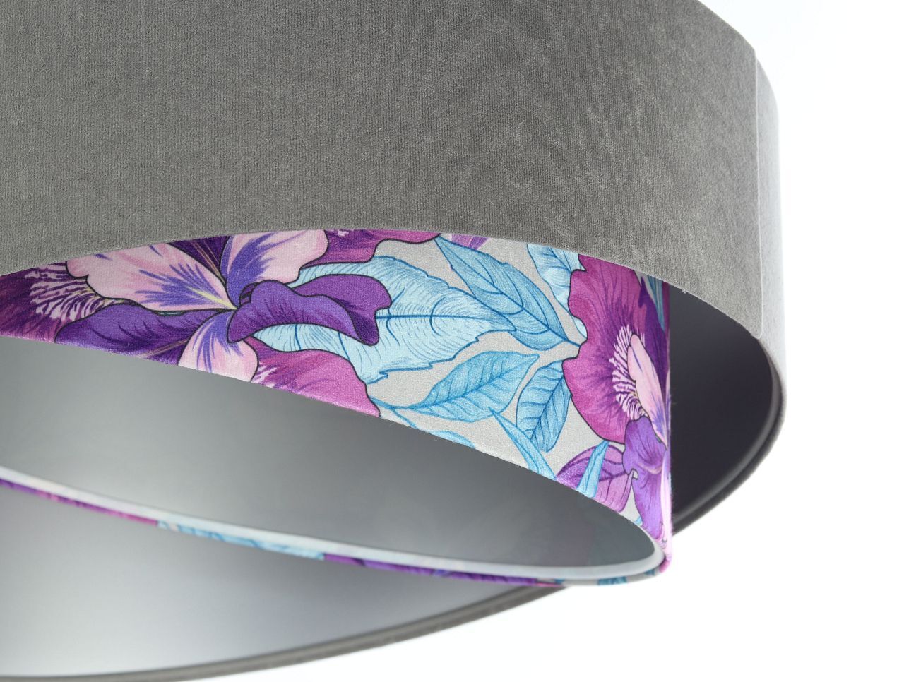 Suspension Gris Violet Argent Ø 50 cm Aspect velours Tissu