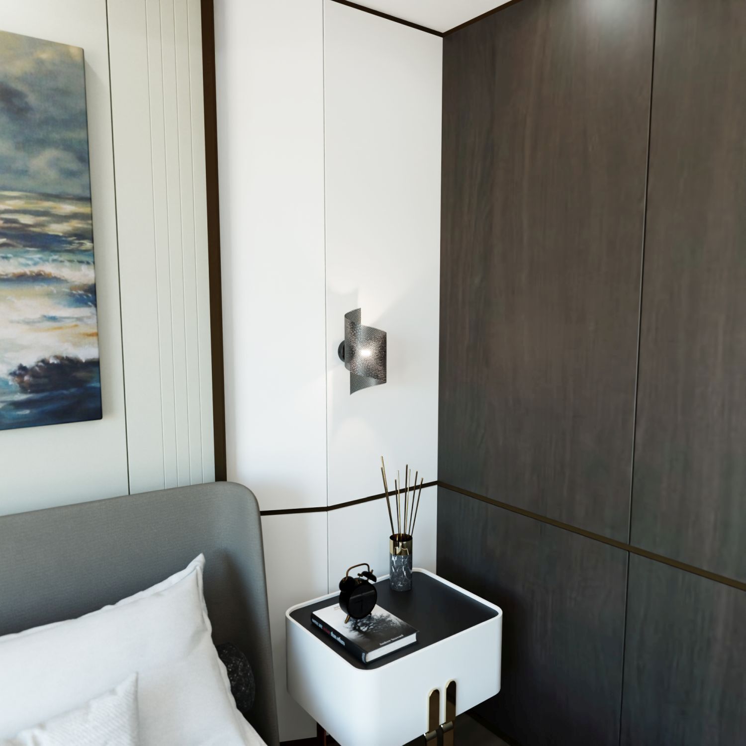 Wandleuchte Metall stilvoll G9 T:17 cm Schwarz Modern Schrank, Nachttisch, Nachtkonsole, Lampe, Griffmulde