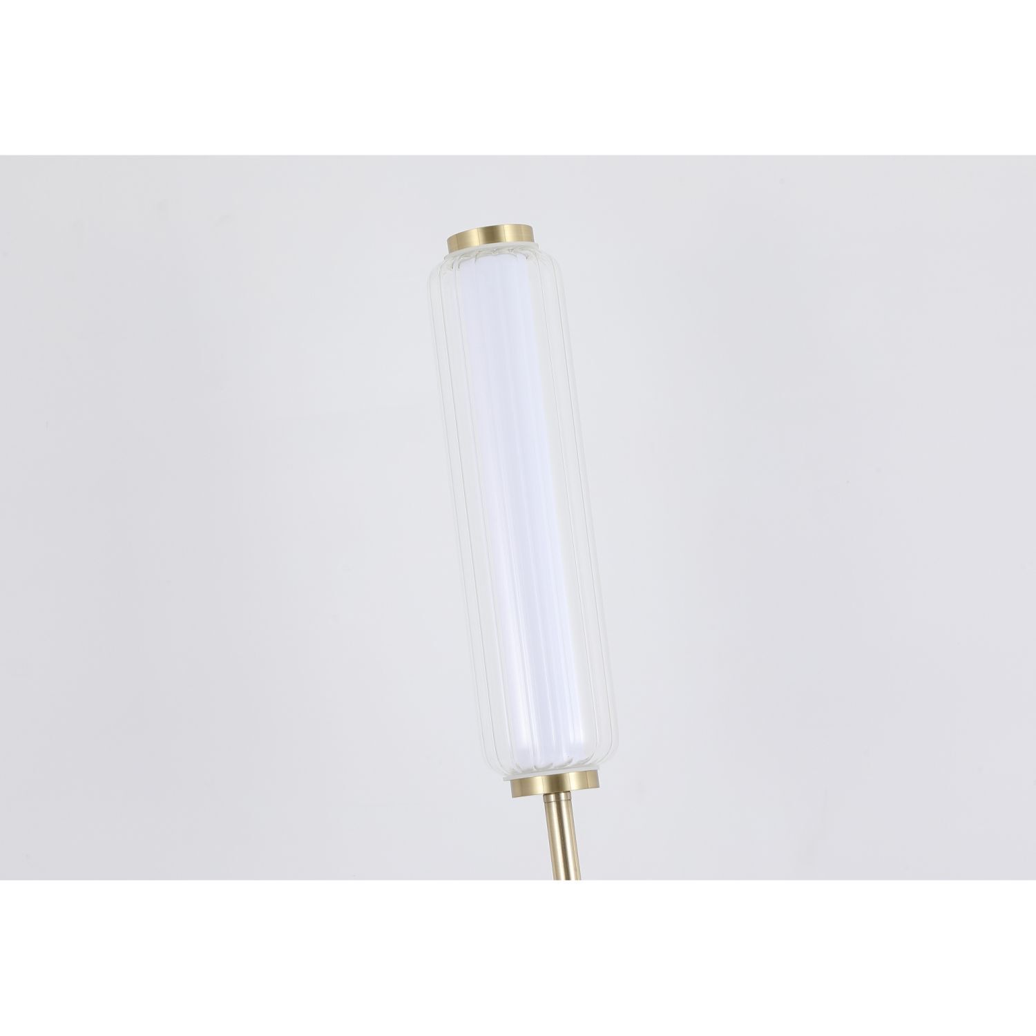 Dimmbare LED Stehleuchte Glas Metall 797 lm 127 cm 10 W Lampenhalter, Stehlampe, Glaslampe, Brass Akzente, LED-Lampe
