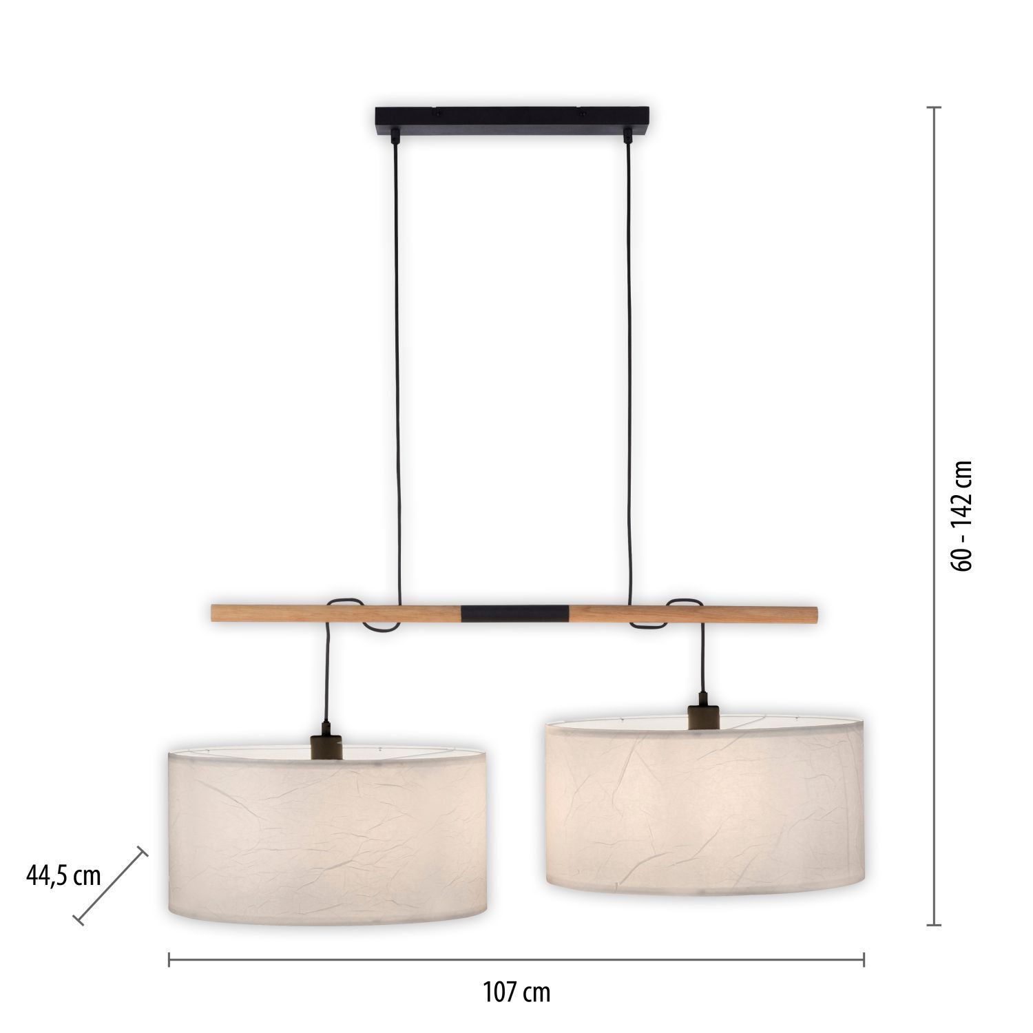 Suspension ronde papier bois E27 107 cm confortable Lampe