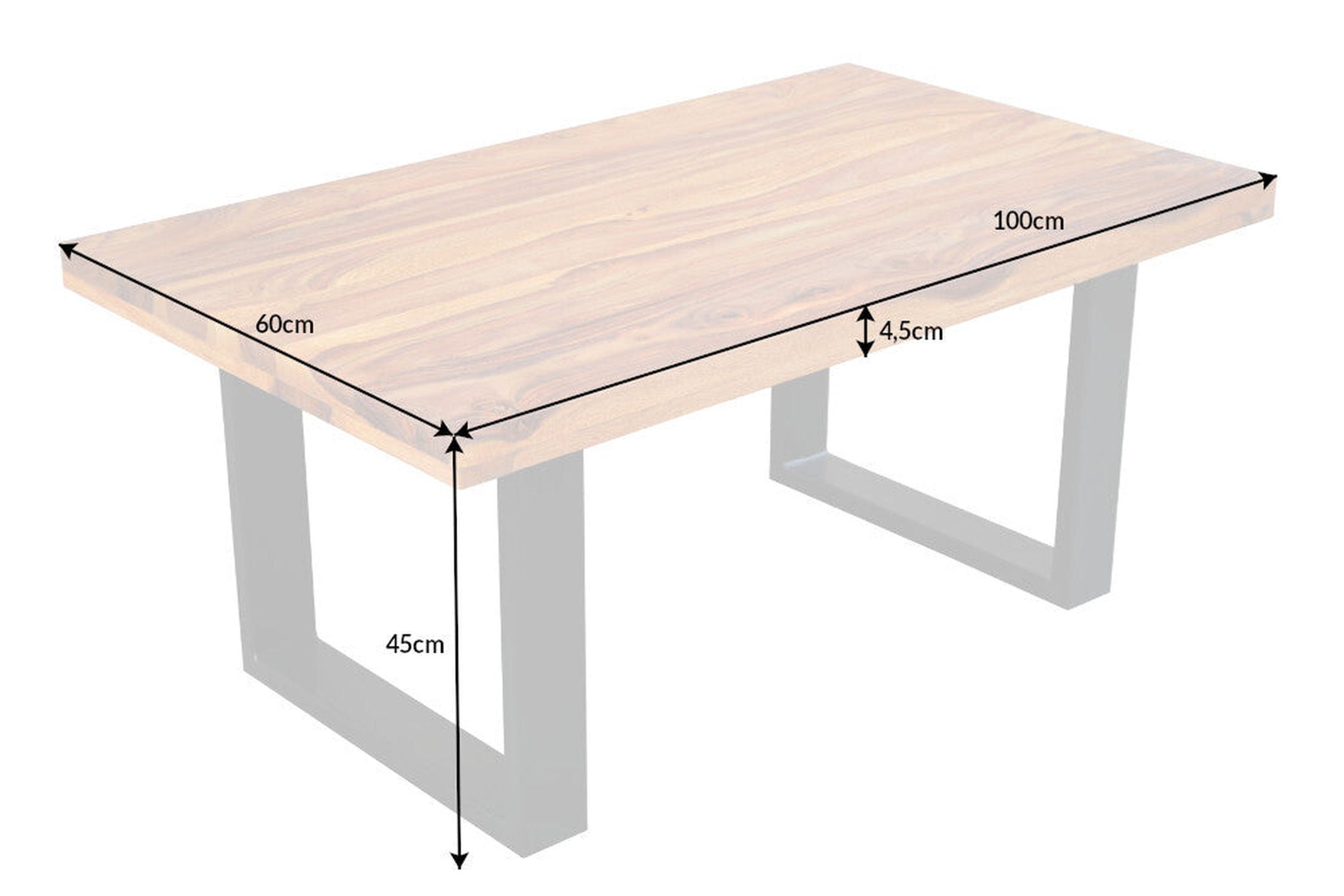 Table basse en bois de sheesham et métal 100 x 60 cm Moebel, Tabelle, Schreibtisch, Kaffeetisch, Holz