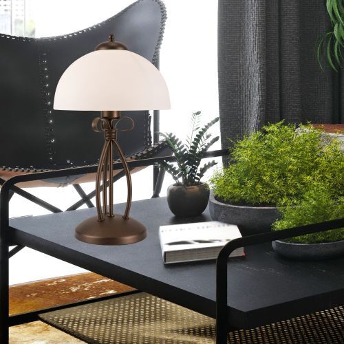 Lampe de table Marron Métal rond Lampe rustique