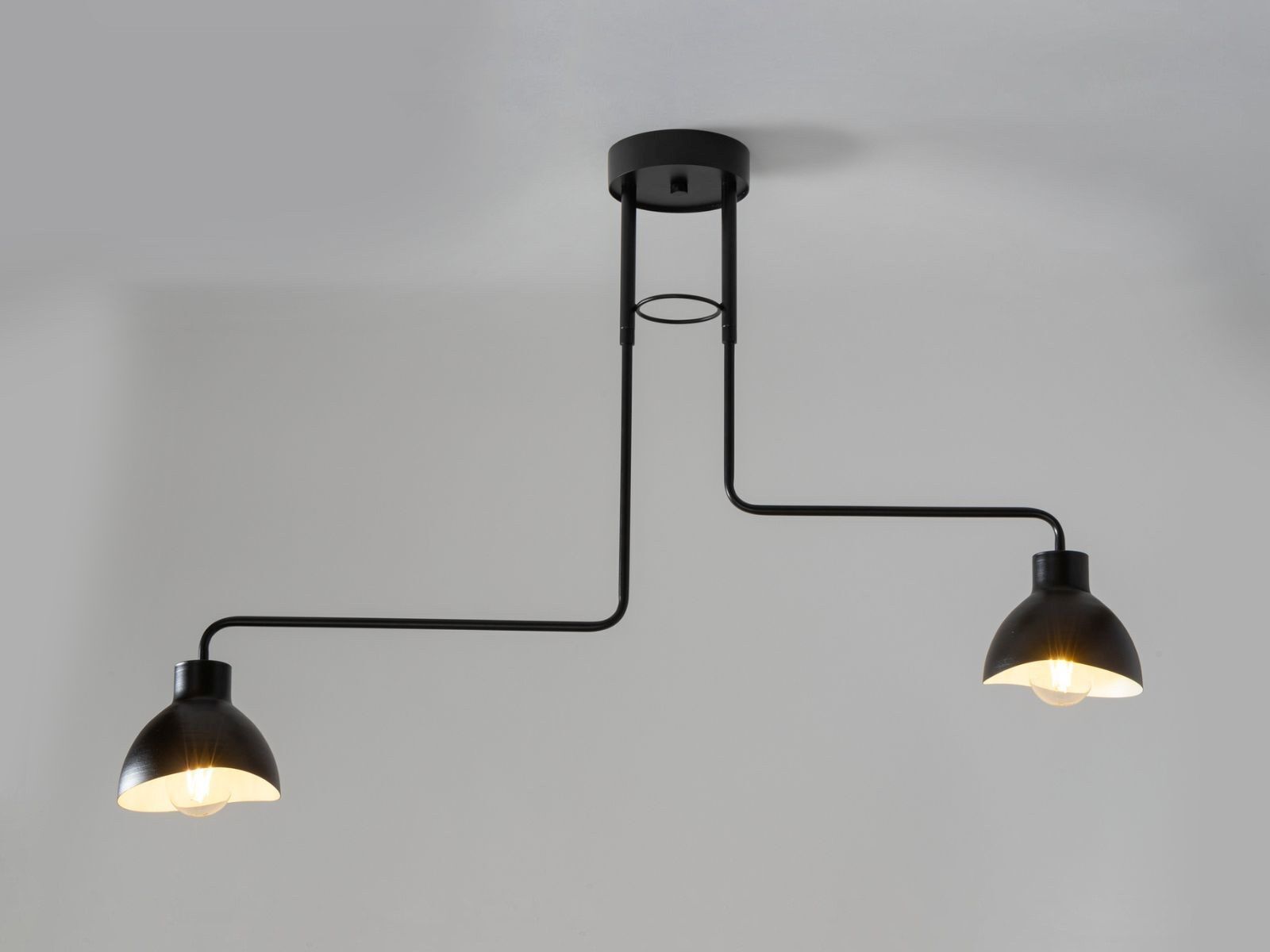 Plafonnier à 2 flammes blanc noir E27 L:93 cm allongé