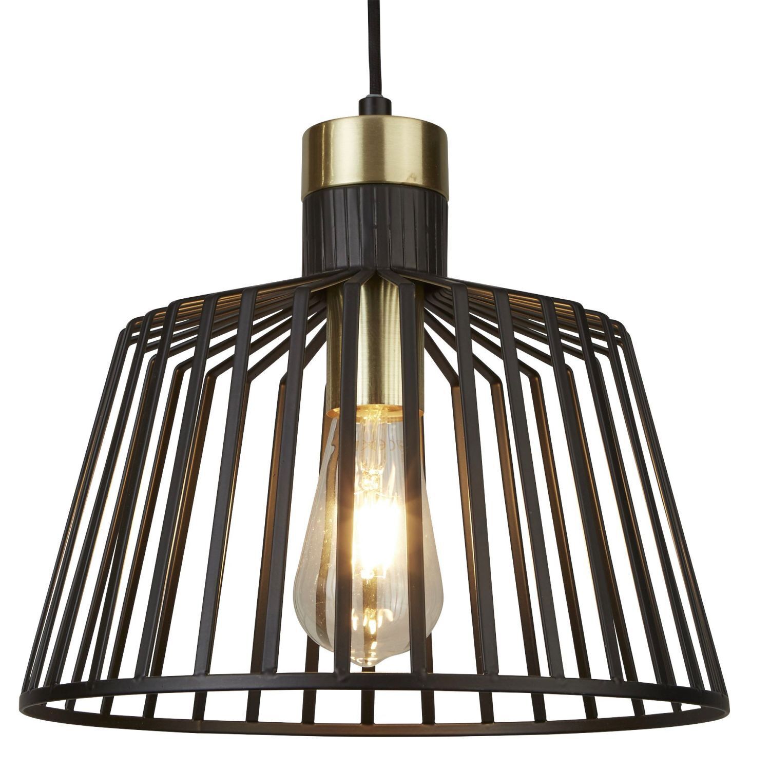 Suspension Noir Laiton E27 Ø 30 cm Métal
