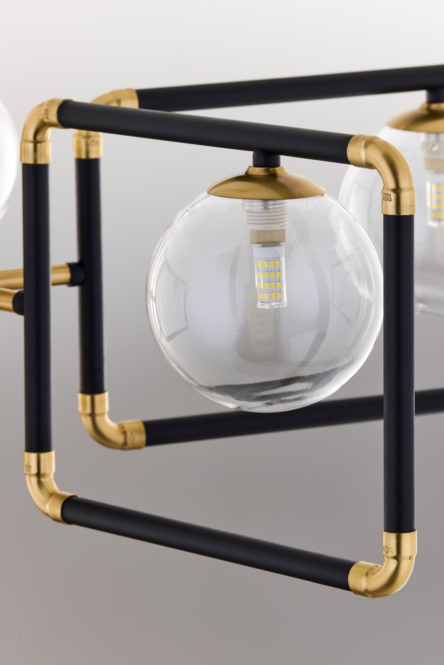 Plafonnier XXL métal verre noir or 83 cm 4-flmg