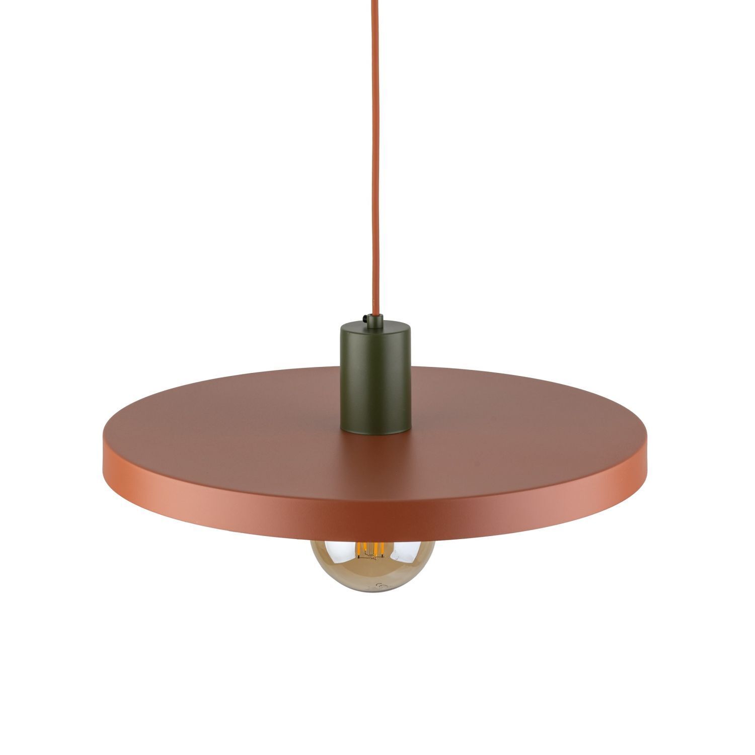 Lampe à suspendre ronde E27 Ø40 cm Vintage brun rouge brique