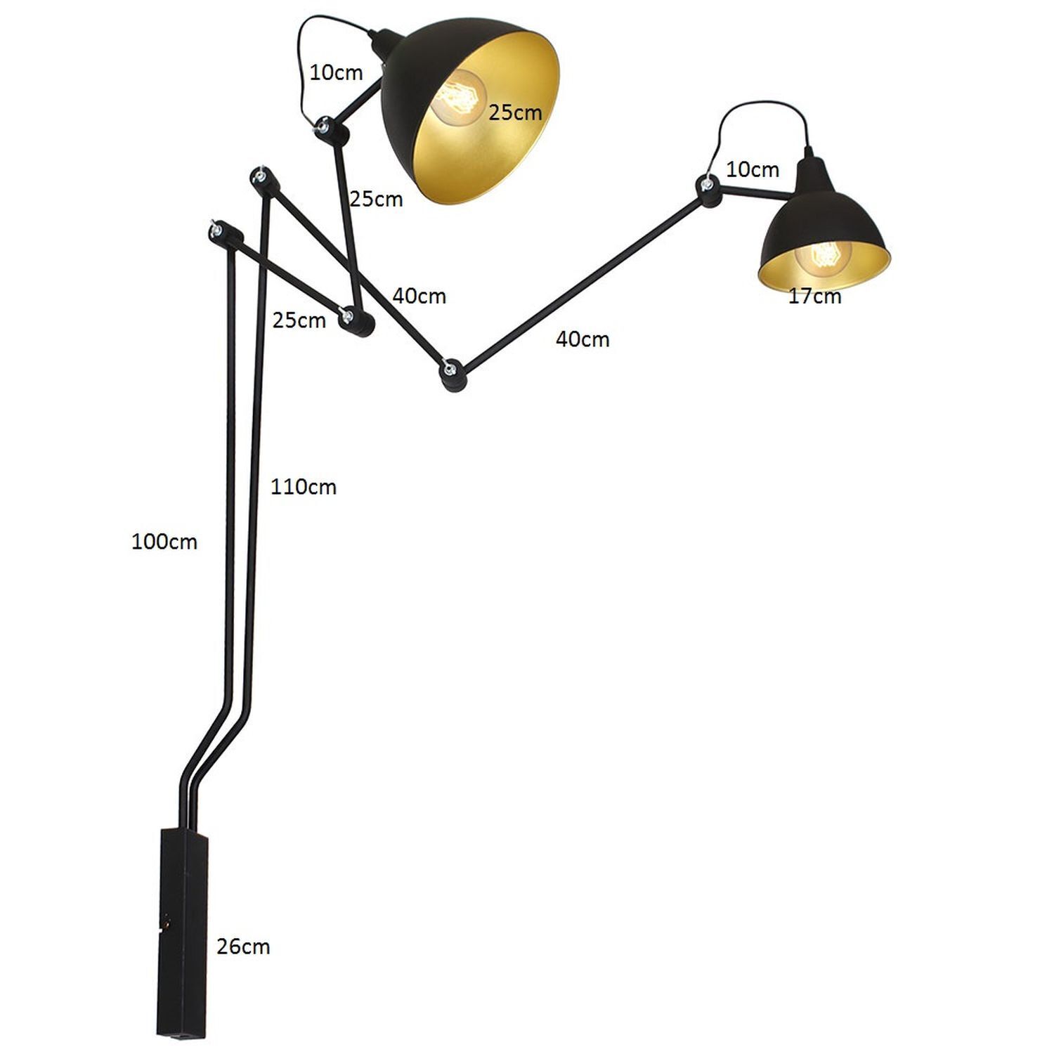 Applique noire or Moderne flexible Lampe de lecture