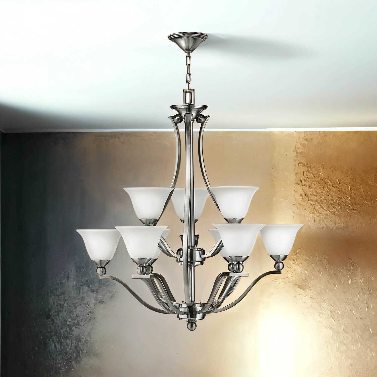 Lustre design avec abat-jour en nickel blanc Ø89cm