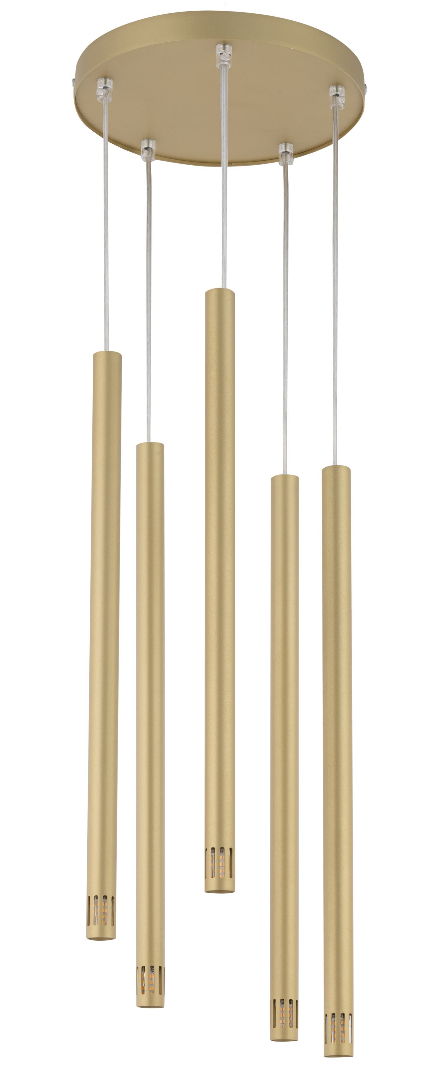 Lampe à suspendre dorée en métal Cylindre Moderne 5-flmg rond