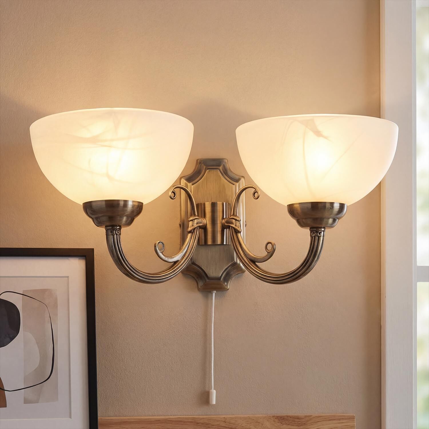 Wandlampe, Deckenleuchte, Bronze, Zweigarm, Glaslampen