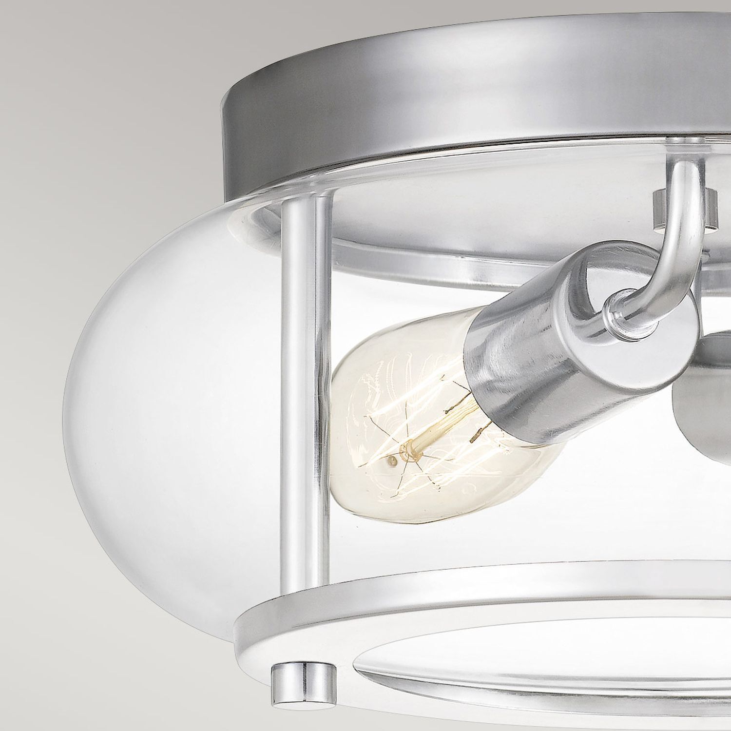 Plafonnier métal verre Ø 30,5 cm IP44 chrome salle de bain