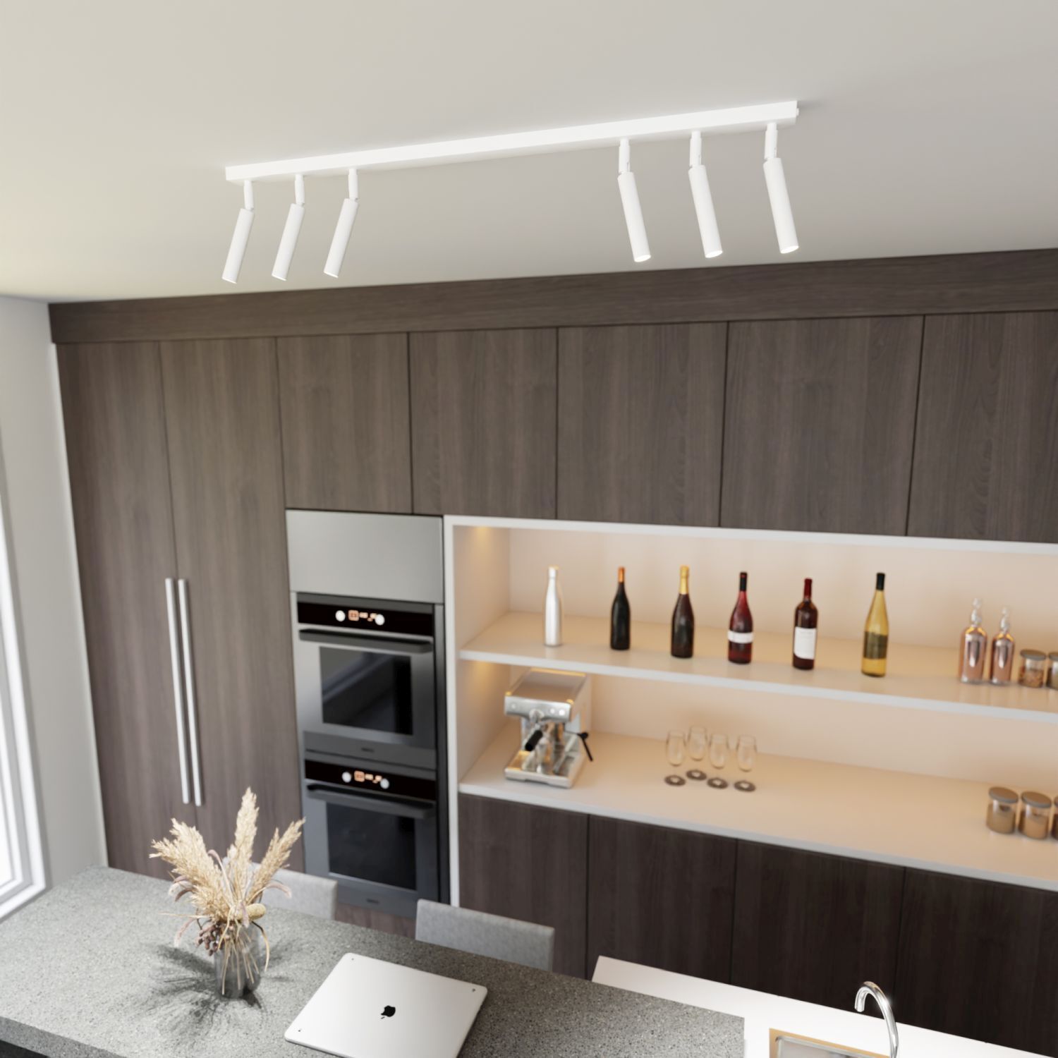 Spot de plafond flexible métal 90 cm allongé G9 blanc