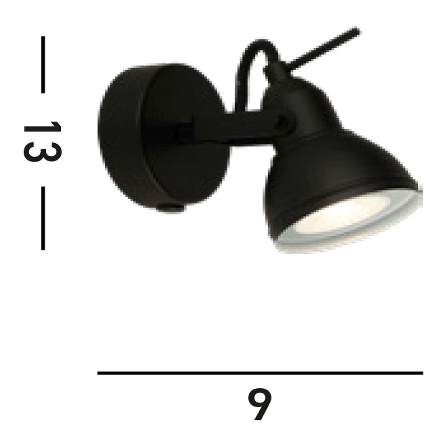 Spot mural noir en métal orientable GU10 jusqu'à 50 W