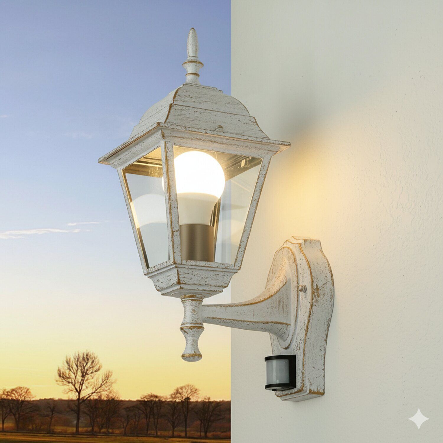 Lampe d'extérieur avec détecteur de mouvement Capteur TIROL blanc or Lampe, Leuchte