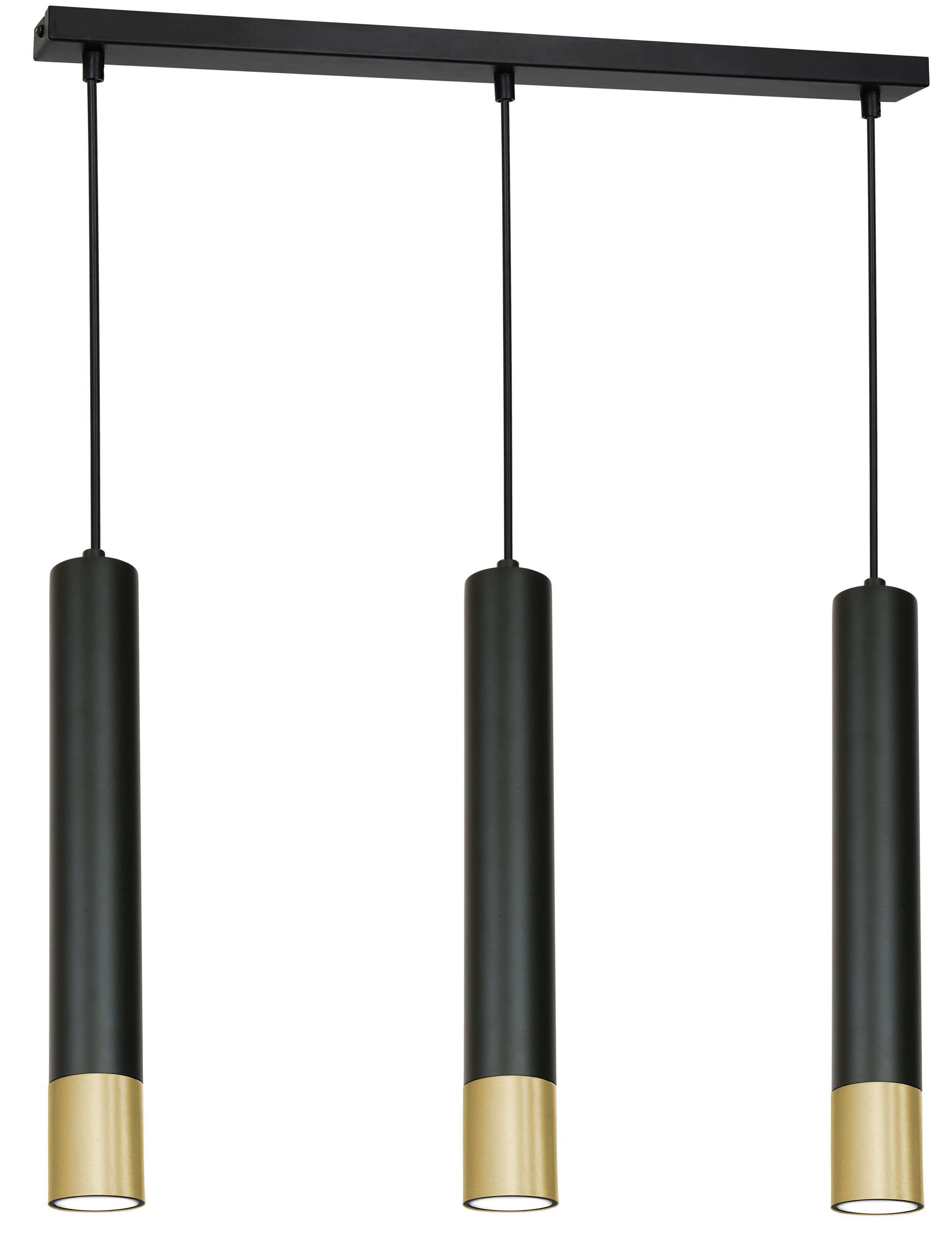 Suspension métal 3 flammes noir or GU10 Moderne