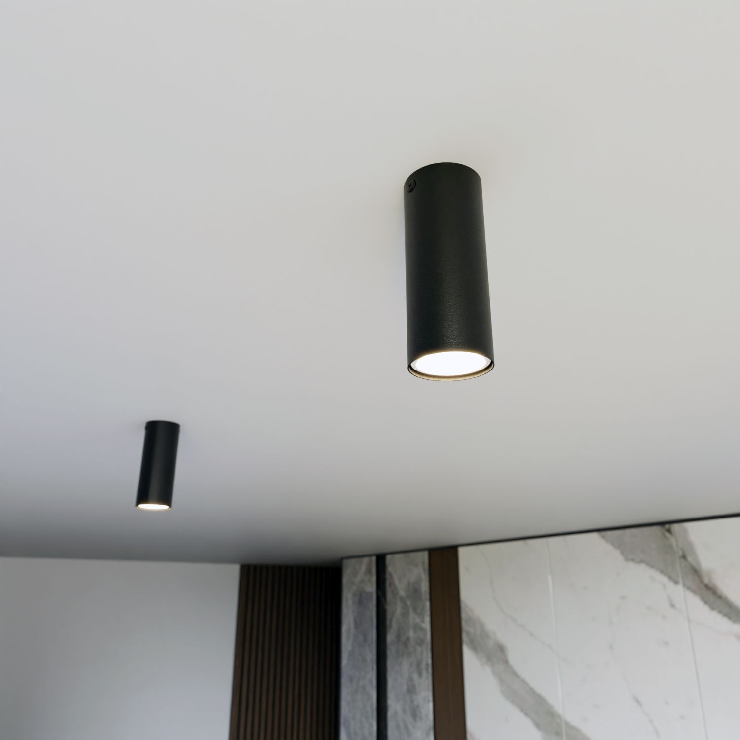 Spot de plafond en métal rond Ø 6 cm Noir GU10 Moderne Apparent