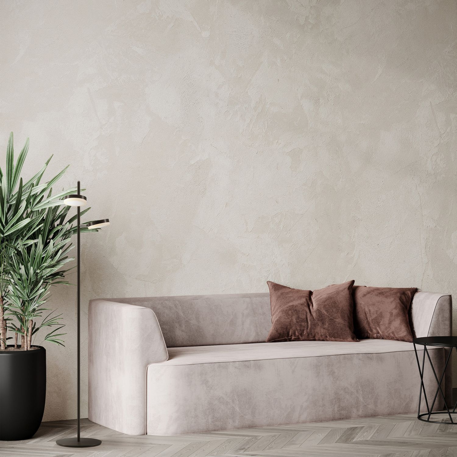 Lampadaire LED métal ajustable 145 cm noir 1000 lm Lampe, Pflanze, Kissen, Dekoration für Zuhause, Couch